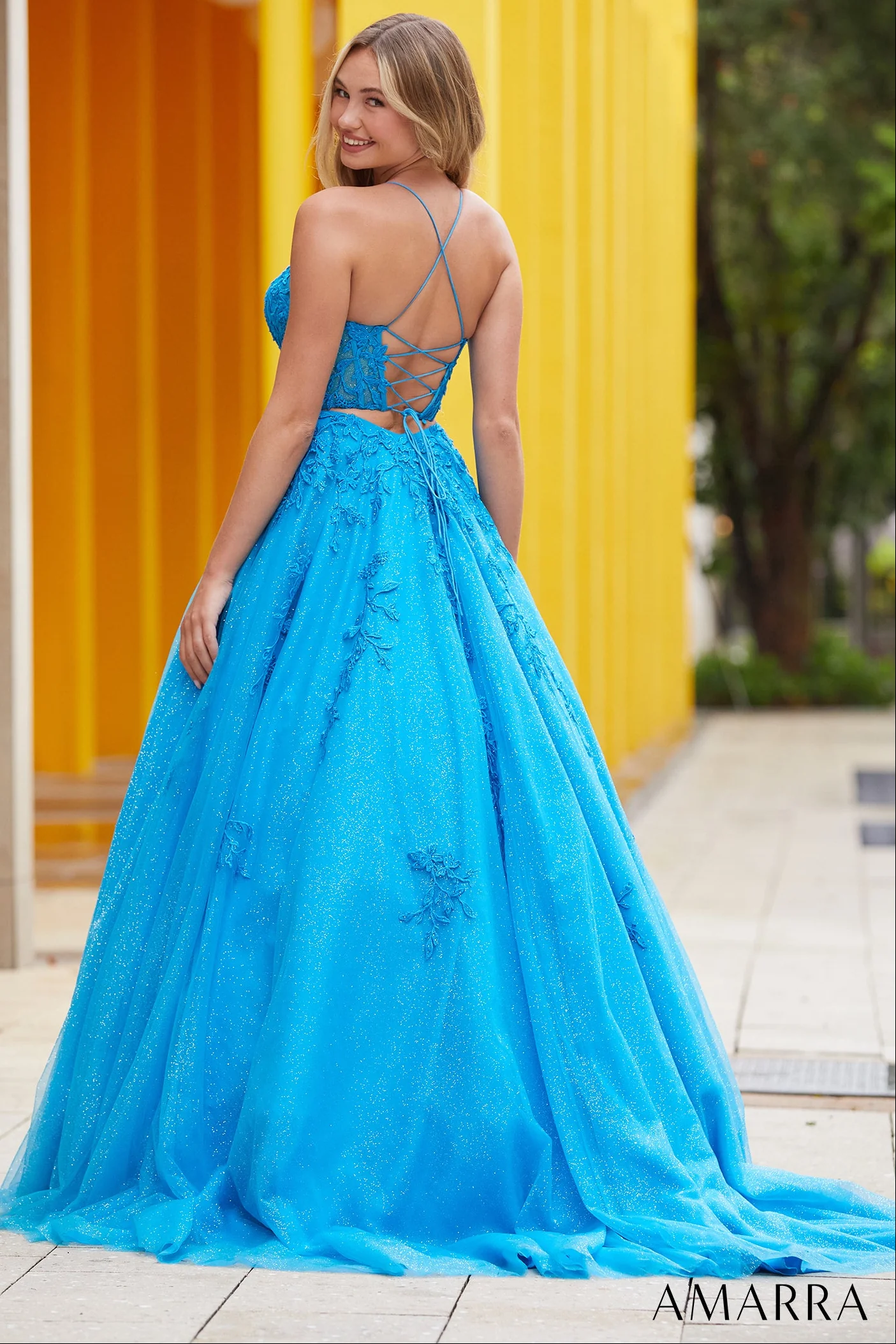 88536 - Amarra - Floral Ball Gown With Plunging V-Neckline - Image 2