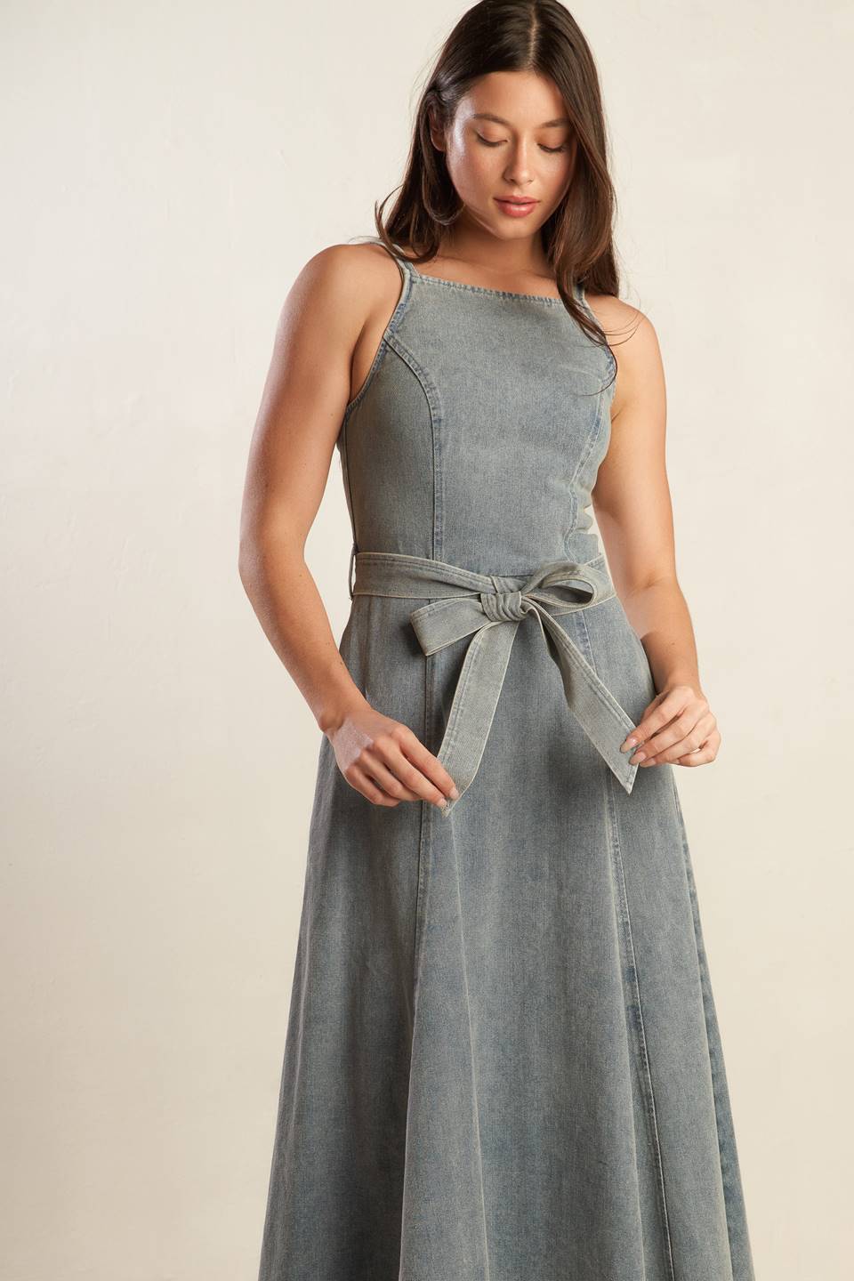 A DAY AT THE VINEYARD DENIM MIDI DRESS - Image 2