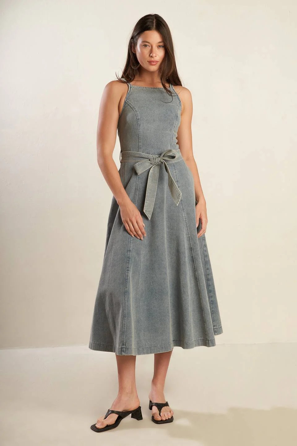A DAY AT THE VINEYARD DENIM MIDI DRESS - Image 3