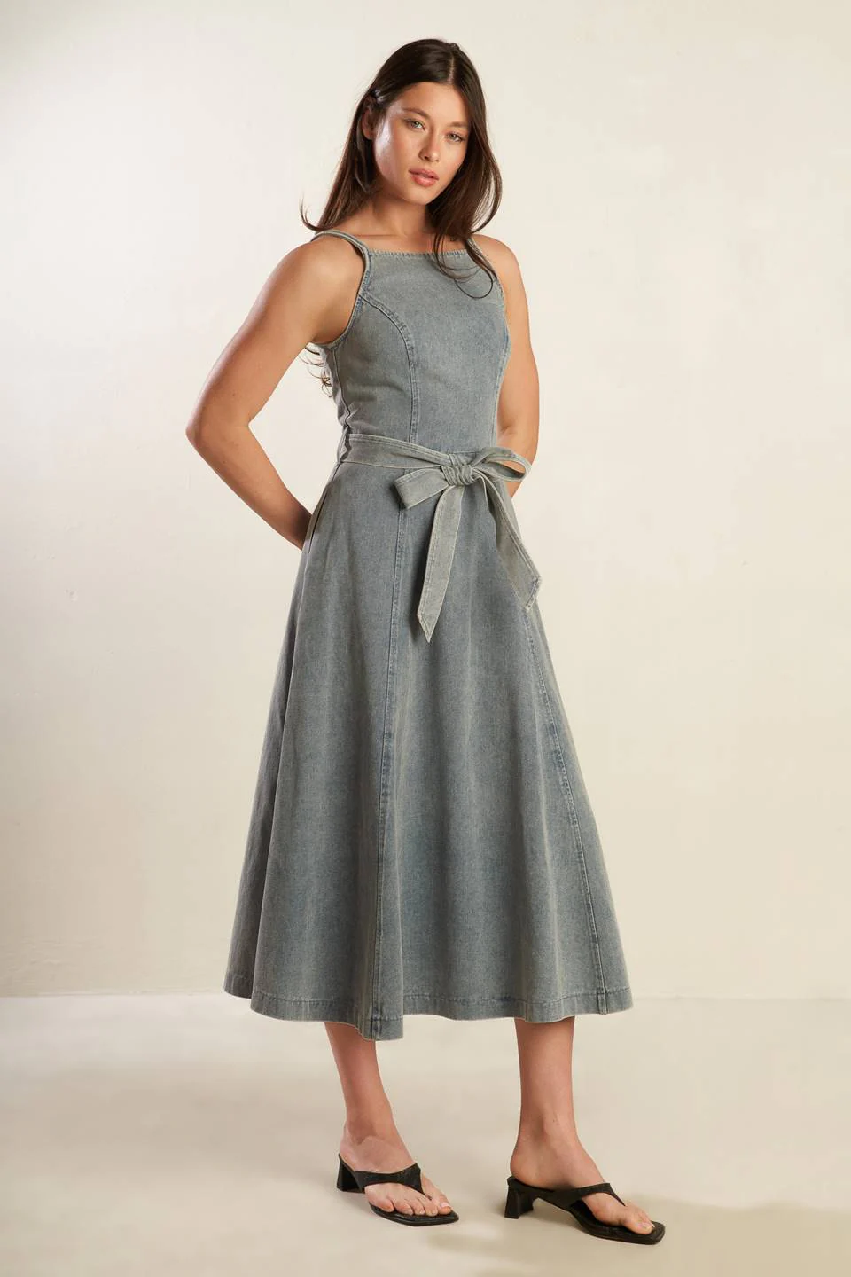 A DAY AT THE VINEYARD DENIM MIDI DRESS - Image 4