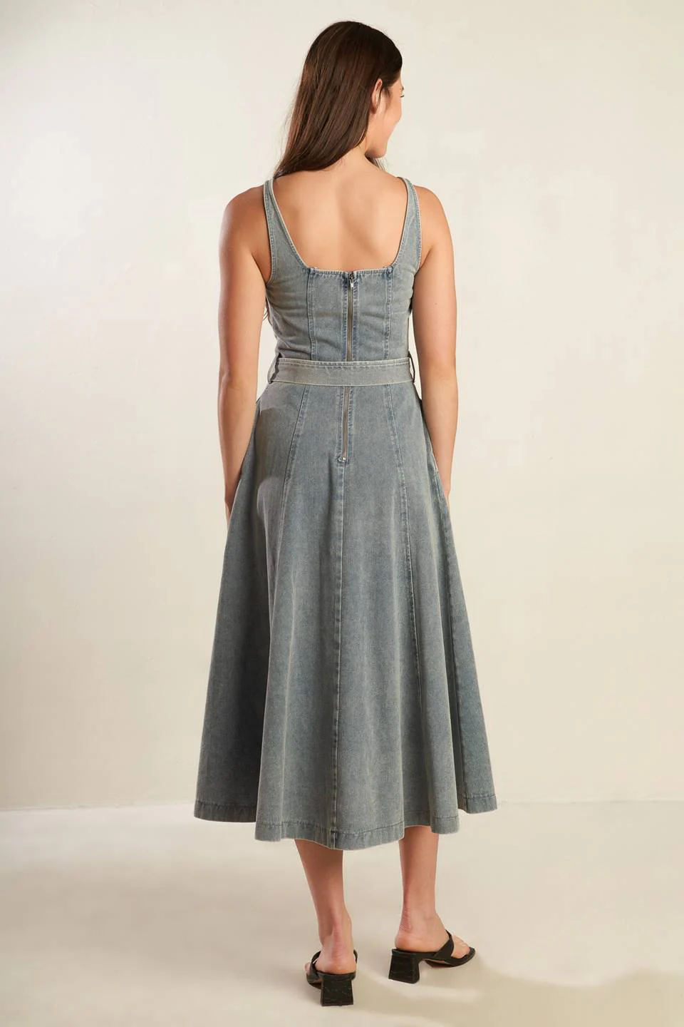 A DAY AT THE VINEYARD DENIM MIDI DRESS - Image 5