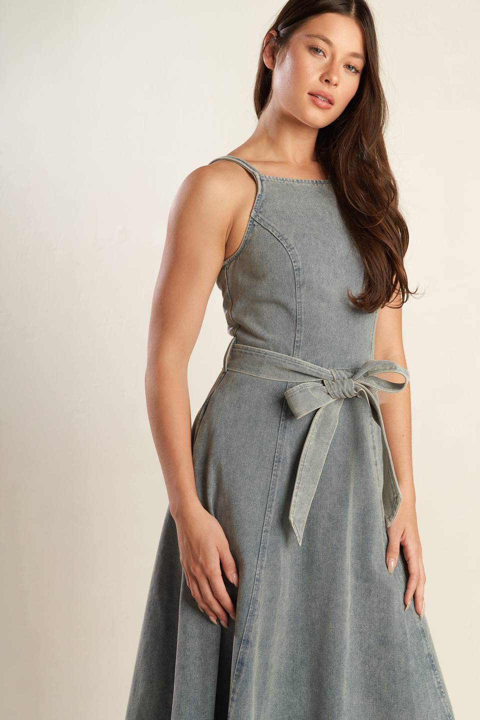 A DAY AT THE VINEYARD DENIM MIDI DRESS - Image 6