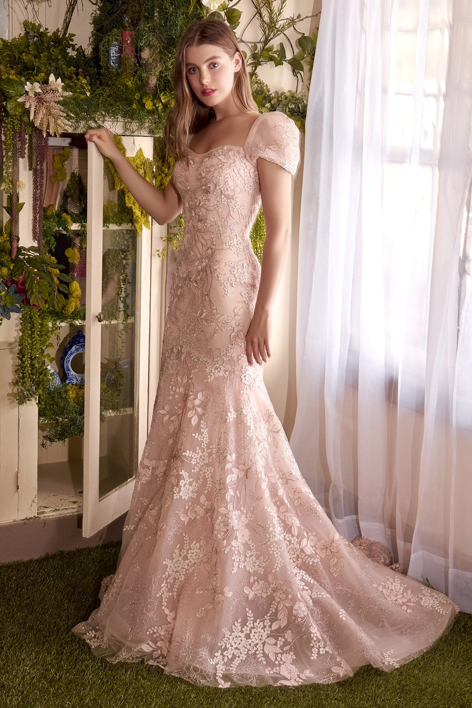 A1025 - Blossom Lace Puff Sleeve Gown - Andrea & Leo - Image 4