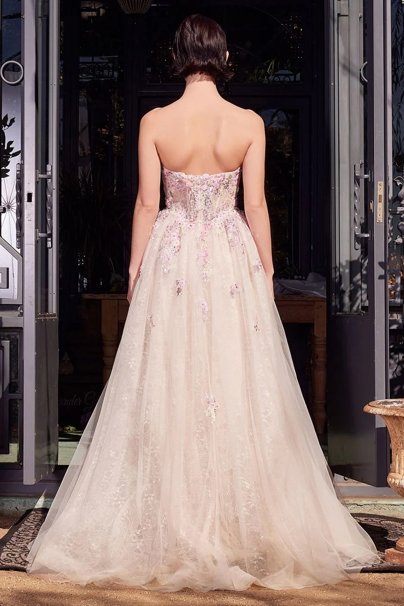 A1468 - SUMMER GARDEN APPLIQUE A-LINE GOWN - Andrea & Leo - Image 2