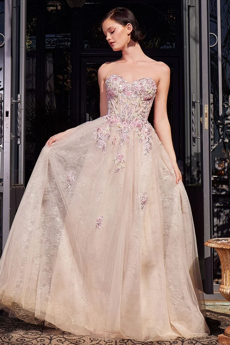 A1468 - SUMMER GARDEN APPLIQUE A-LINE GOWN - Andrea & Leo - Image 3