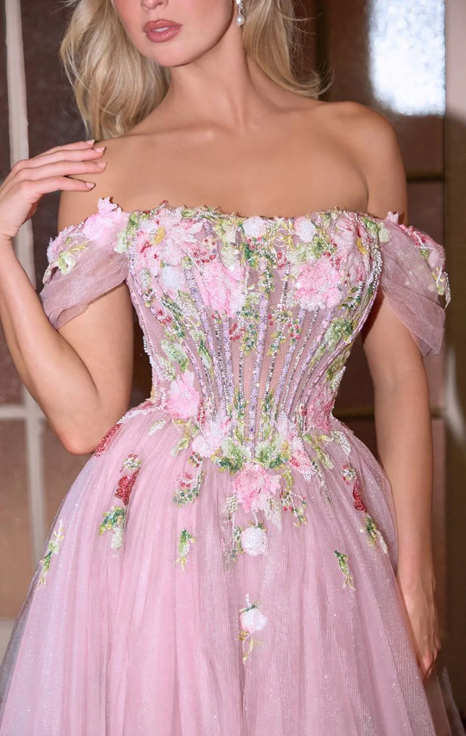 A1479 - A-LINE FLORAL BALL GOWN - Andrea & Leo - Image 4