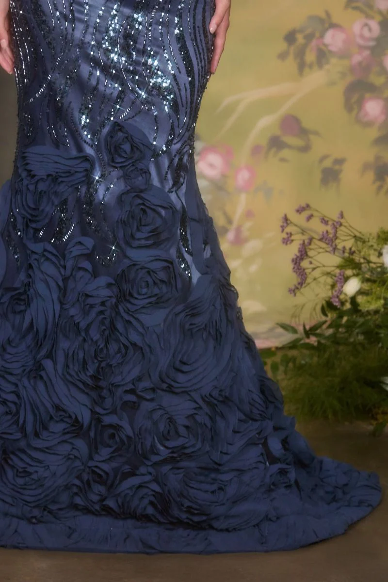 A1482 - ROSETTE DETAIL MERMAID GOWN - Andrea & Leo - Image 4