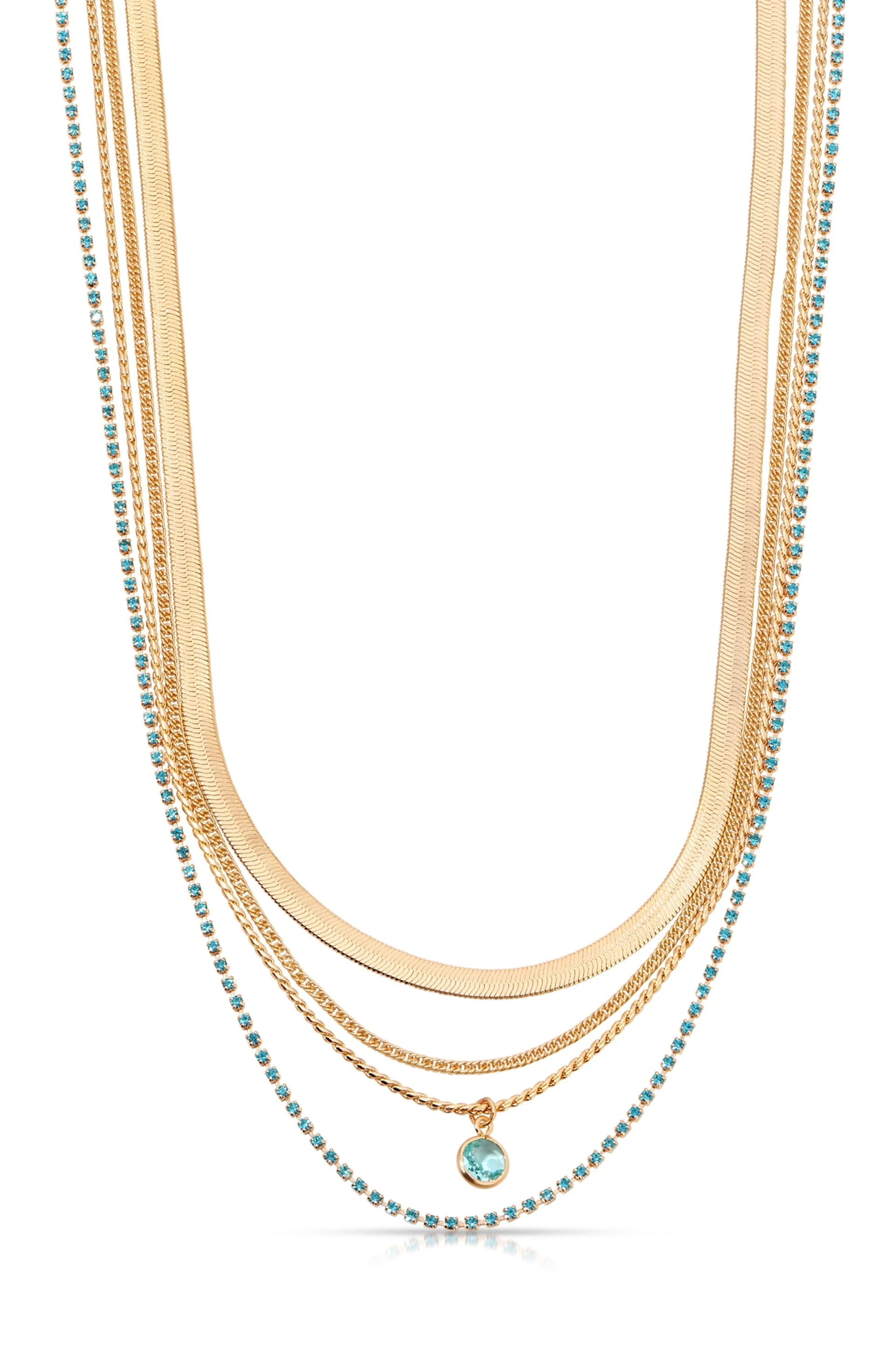 All the Chains Aqua Layered Necklace - Image 2