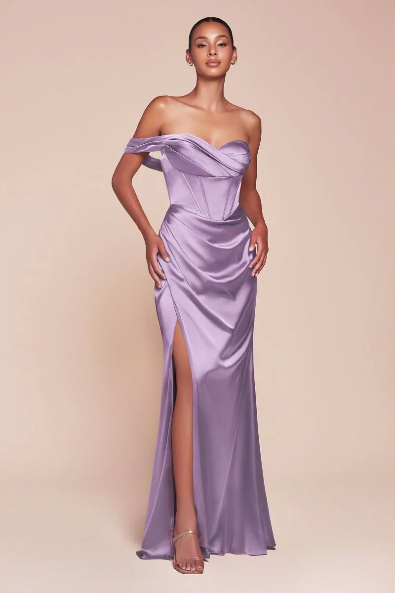 AUDRA GOWN - ONE SHOULDER LUXE SATIN CORSET DRESS - Image 11