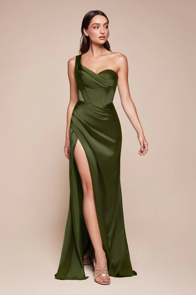AUDRA GOWN - ONE SHOULDER LUXE SATIN CORSET DRESS - Image 14