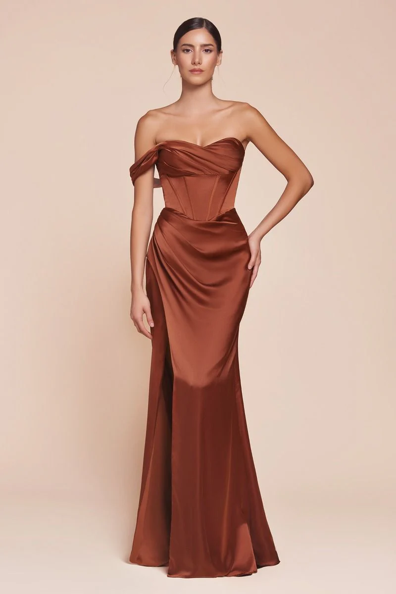 AUDRA GOWN - ONE SHOULDER LUXE SATIN CORSET DRESS - Image 18