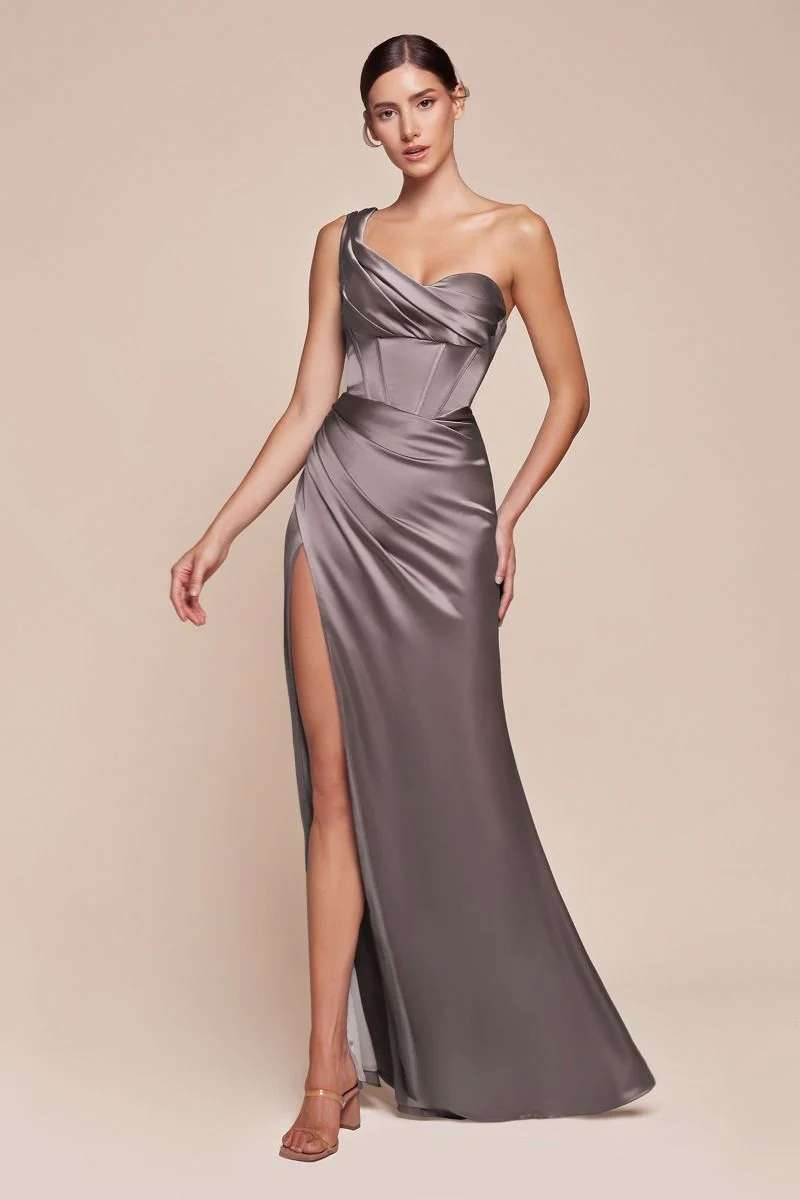 AUDRA GOWN - ONE SHOULDER LUXE SATIN CORSET DRESS - Image 21