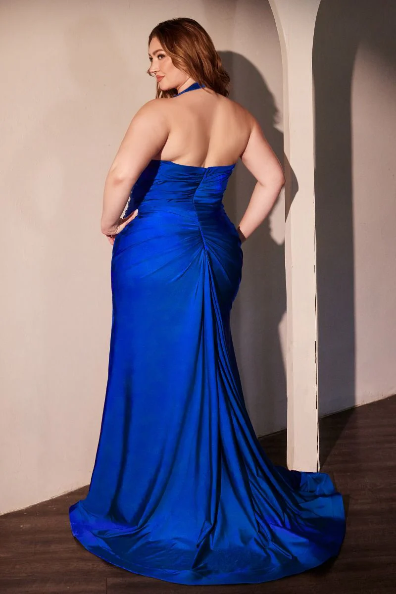 Autumn Gown - Stretch Spandex Satin Halter Fitted Dress - Image 22