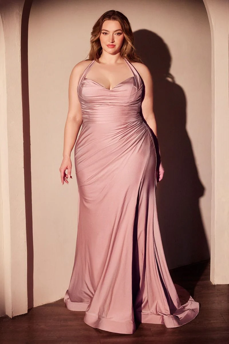 Autumn Gown - Stretch Spandex Satin Halter Fitted Dress - Image 9