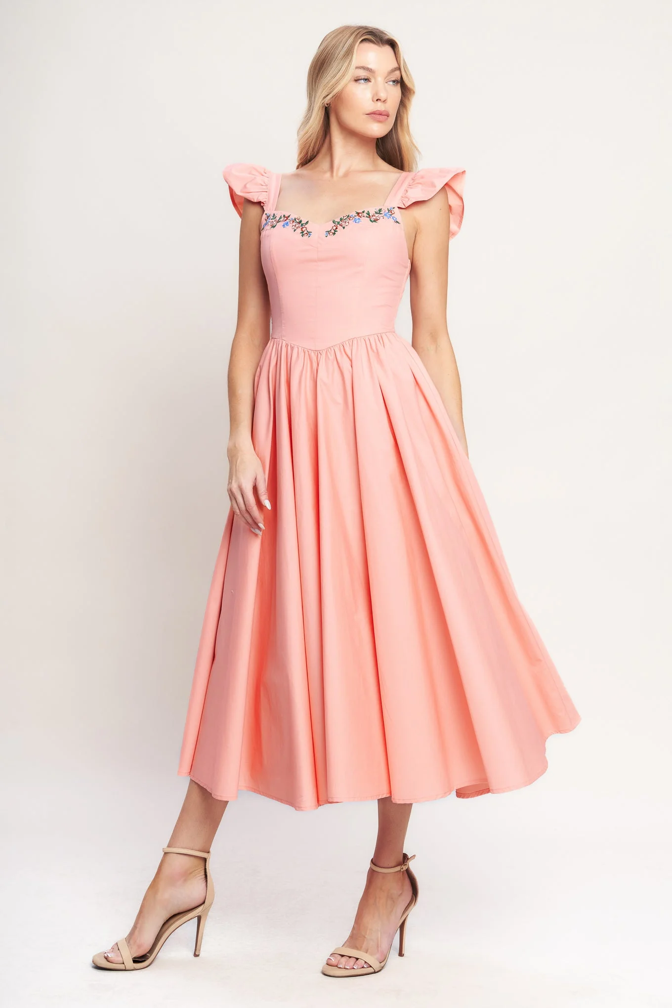 BLUSHED WITH LOVE DUSTY PINK MIDI DRESS - Image 3