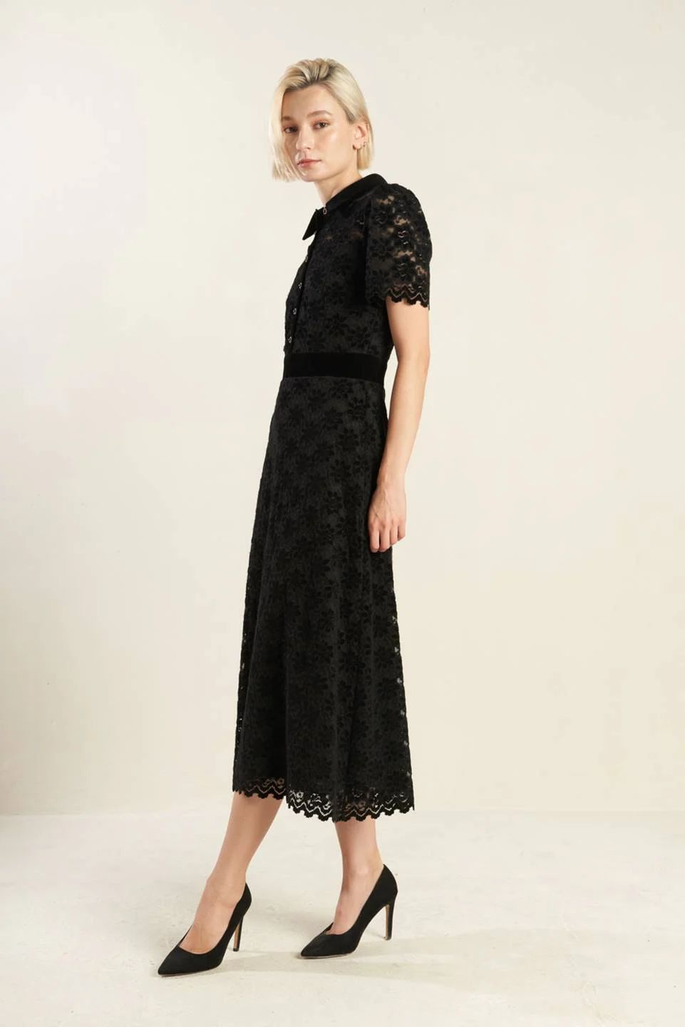 BOLD SYMPHONY WOVEN LACE MIDI DRESS - Image 4