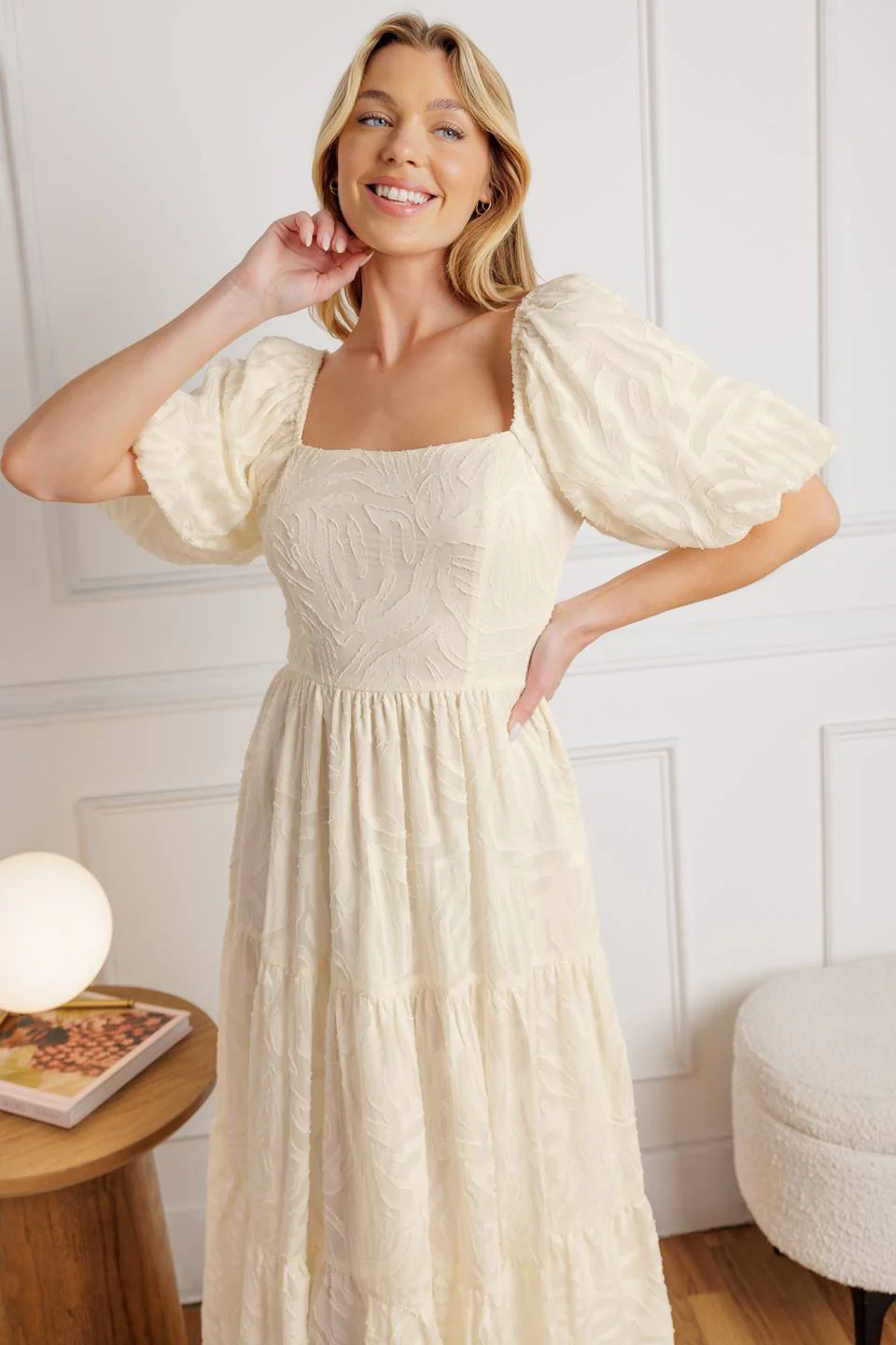 BRISK ADVENTURES EMBROIDERED MIDI DRESS - CREAM - Image 5