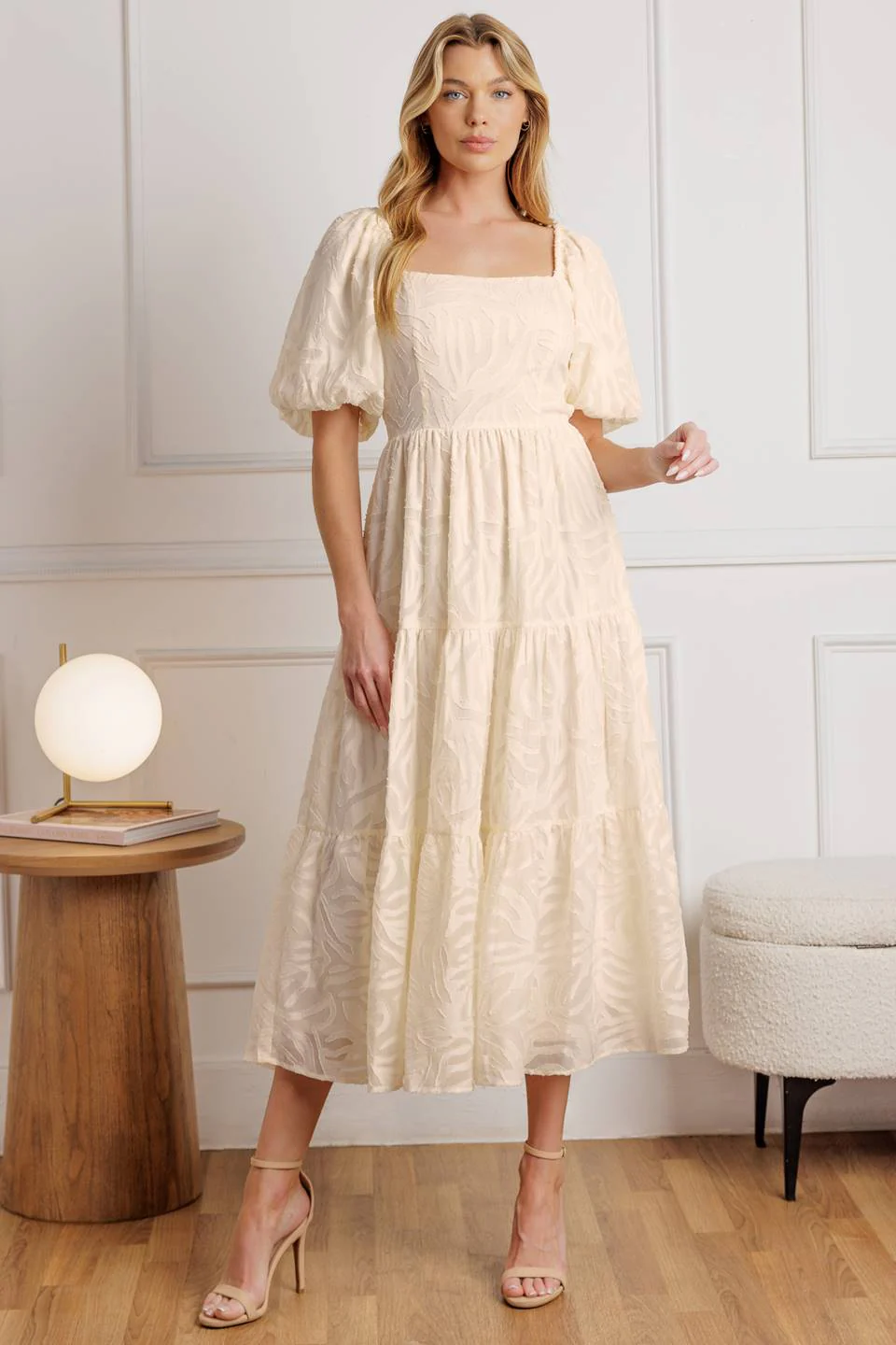 BRISK ADVENTURES EMBROIDERED MIDI DRESS - CREAM - Image 8