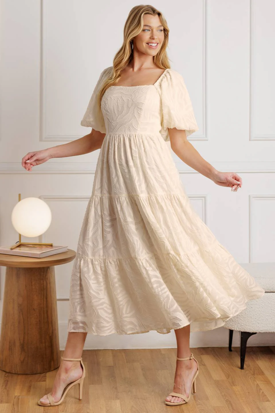 BRISK ADVENTURES EMBROIDERED MIDI DRESS - CREAM - Image 9