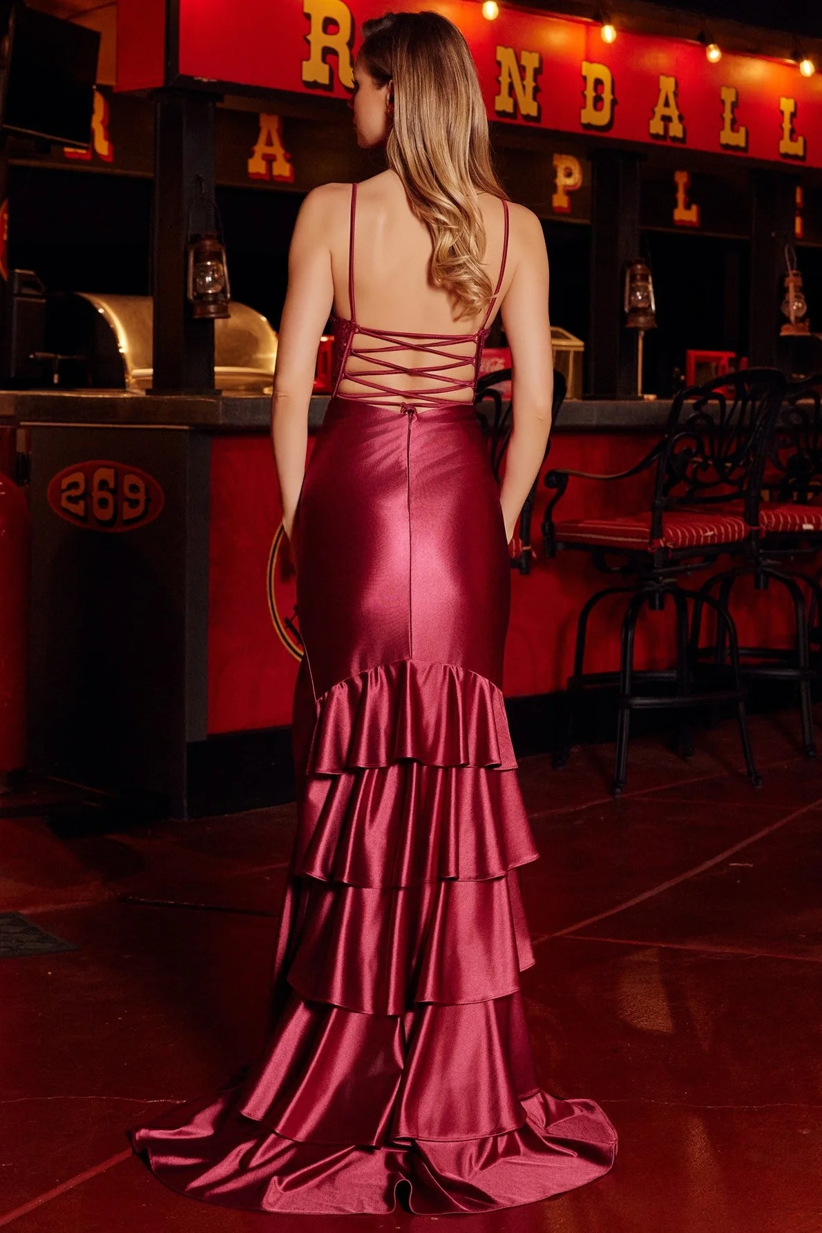 Brynlee Gown - Satin Dress with Ruffle Skirt - Image 8