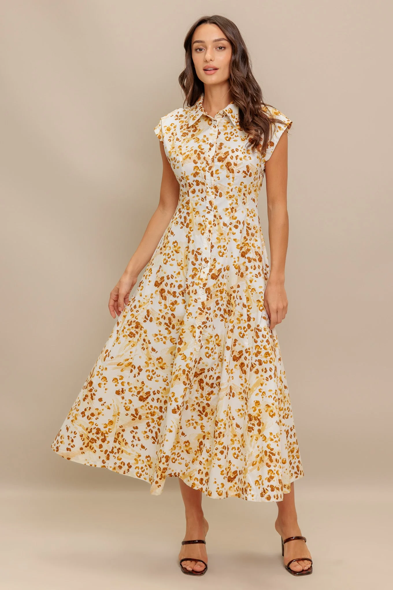 Button Front Cheetah Print Midi Dress - Image 4