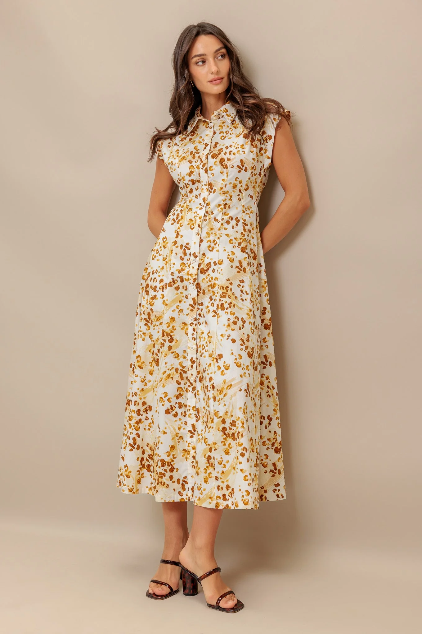 Button Front Cheetah Print Midi Dress - Image 5