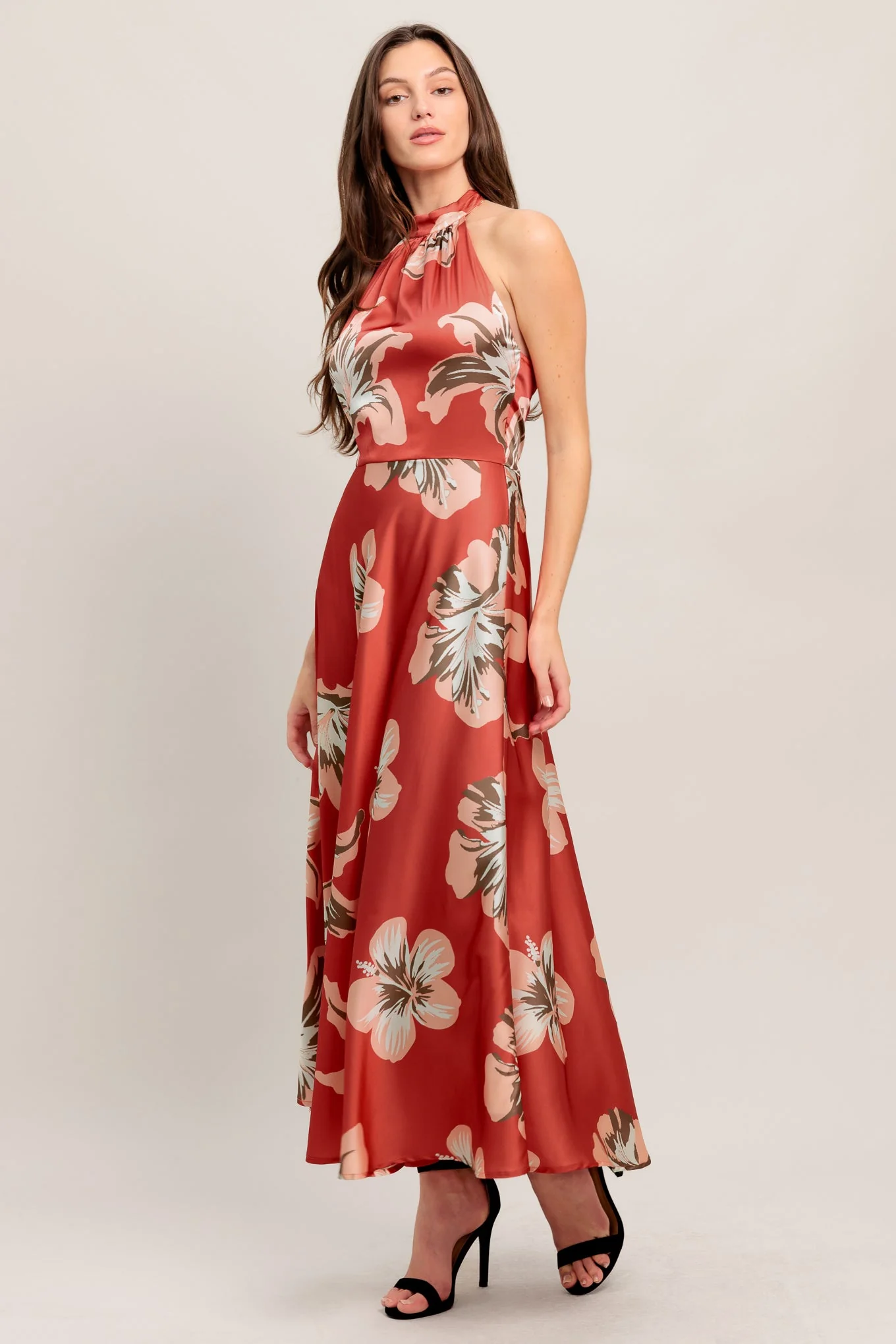 CAN’T LOOK AWAY CORAL RED MIDI DRESS - Image 3