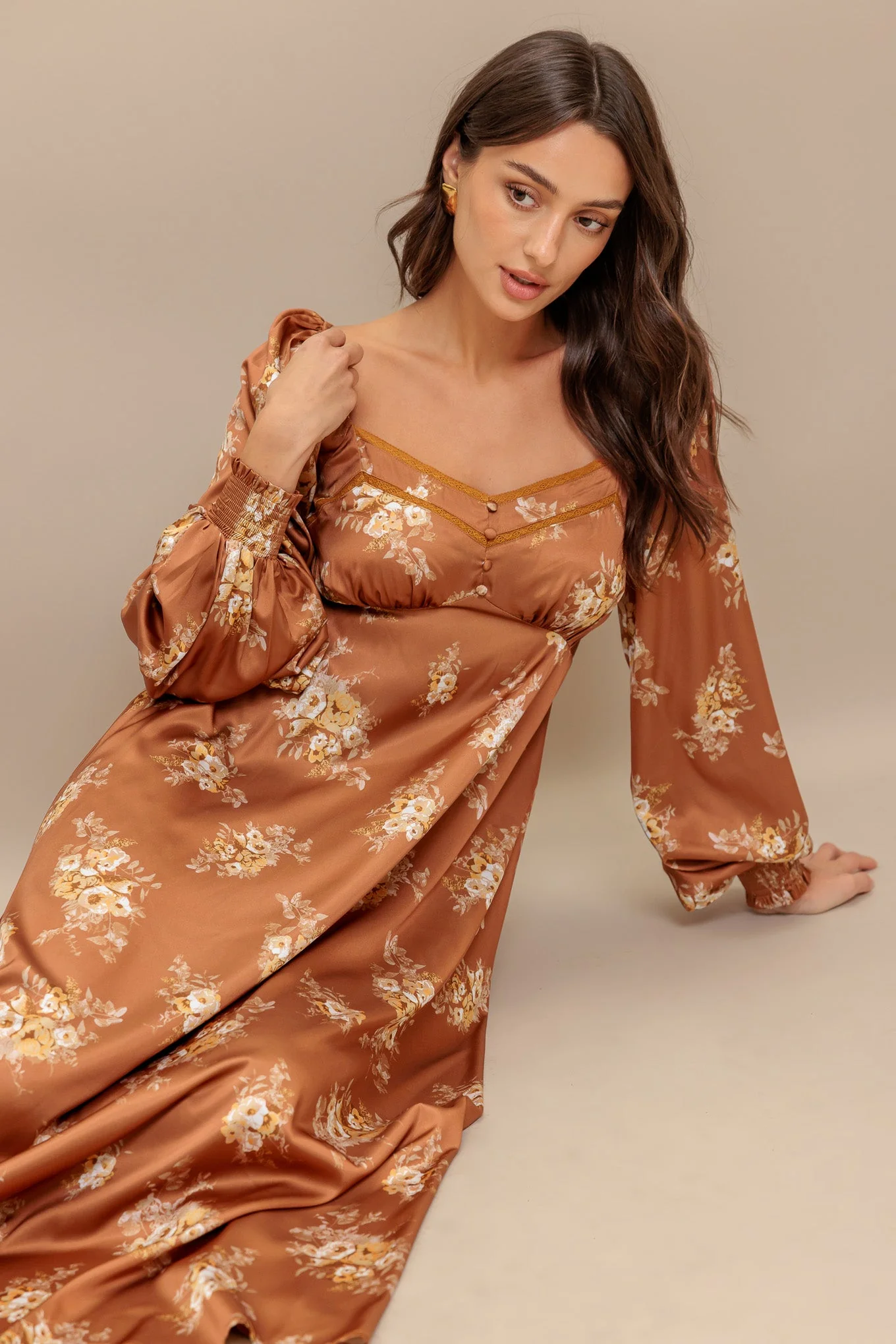 CARMELA MIDI DRESS - BRONZE - Image 4