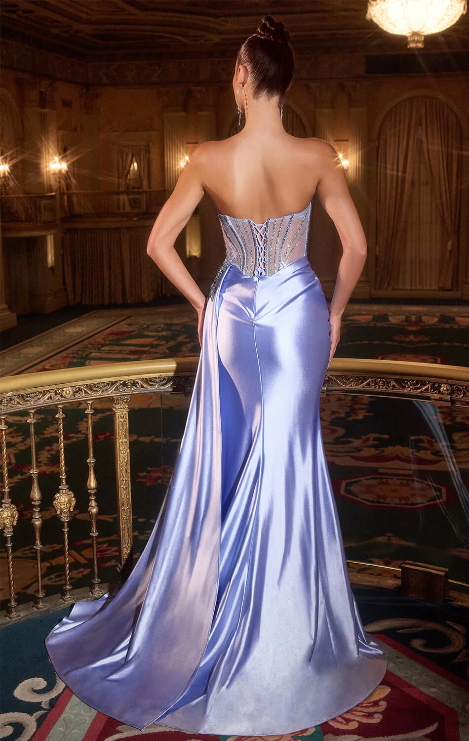 CASPIAN GOWN - EVENING DRESS WITH BEADED CORSET BODICE - Image 2