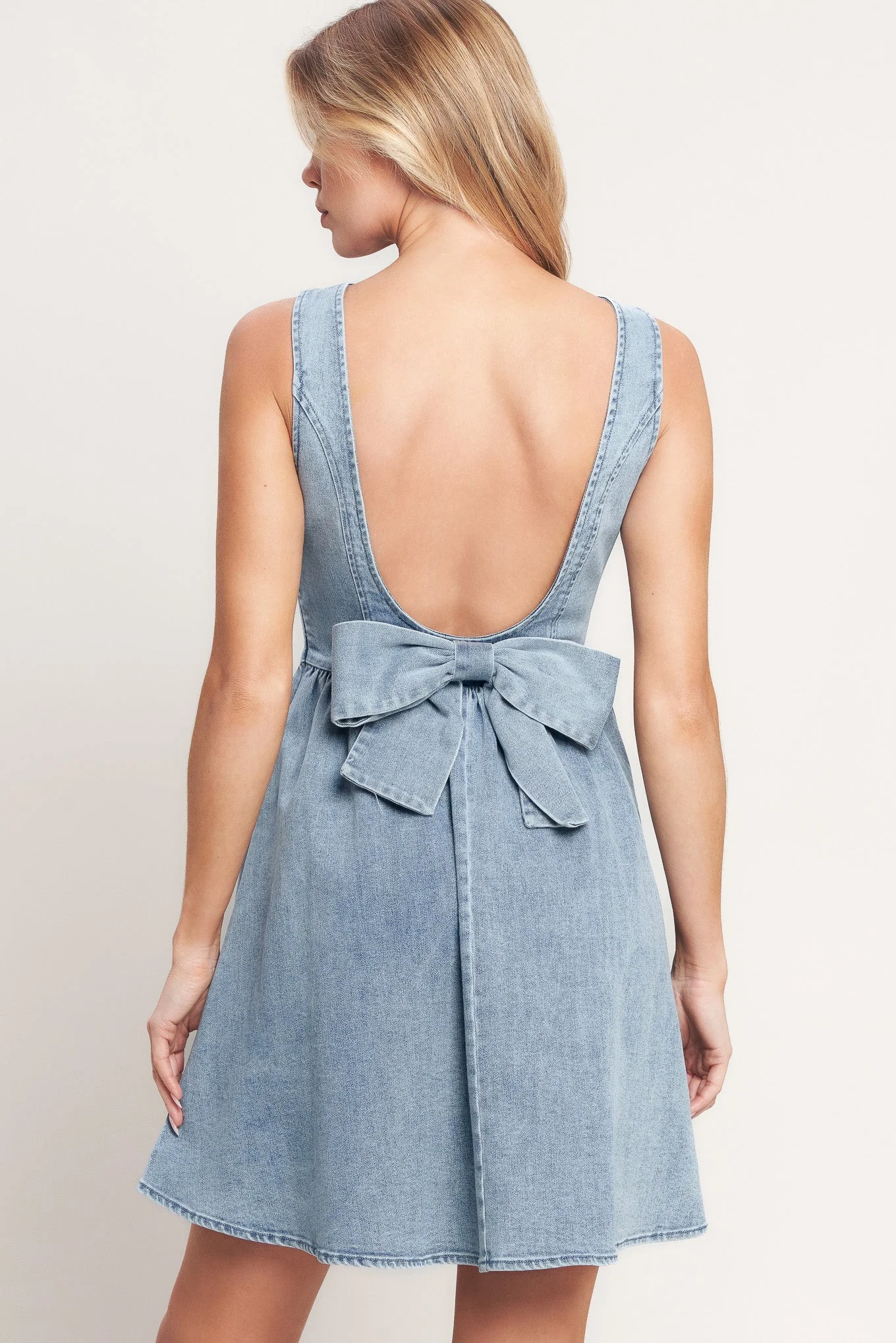 CASUAL POLISHED DENIM MINI DRESS - Image 2
