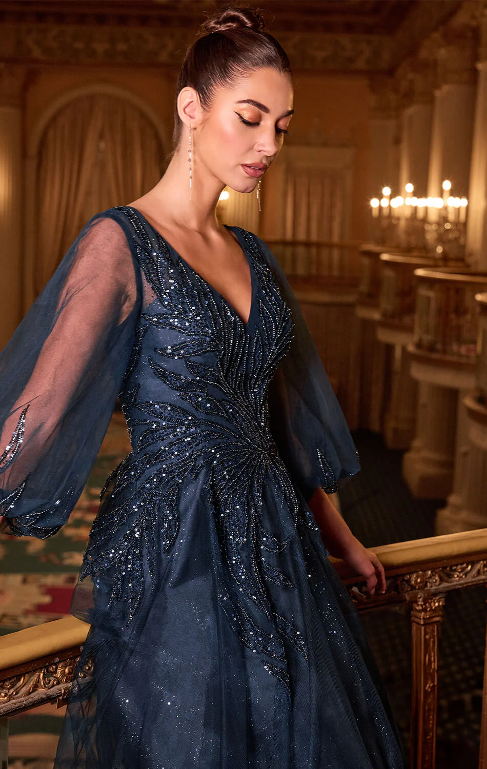 CHARITY GOWN - TULLE A-LINE GOWN WITH LONG SLEEVES - Image 5