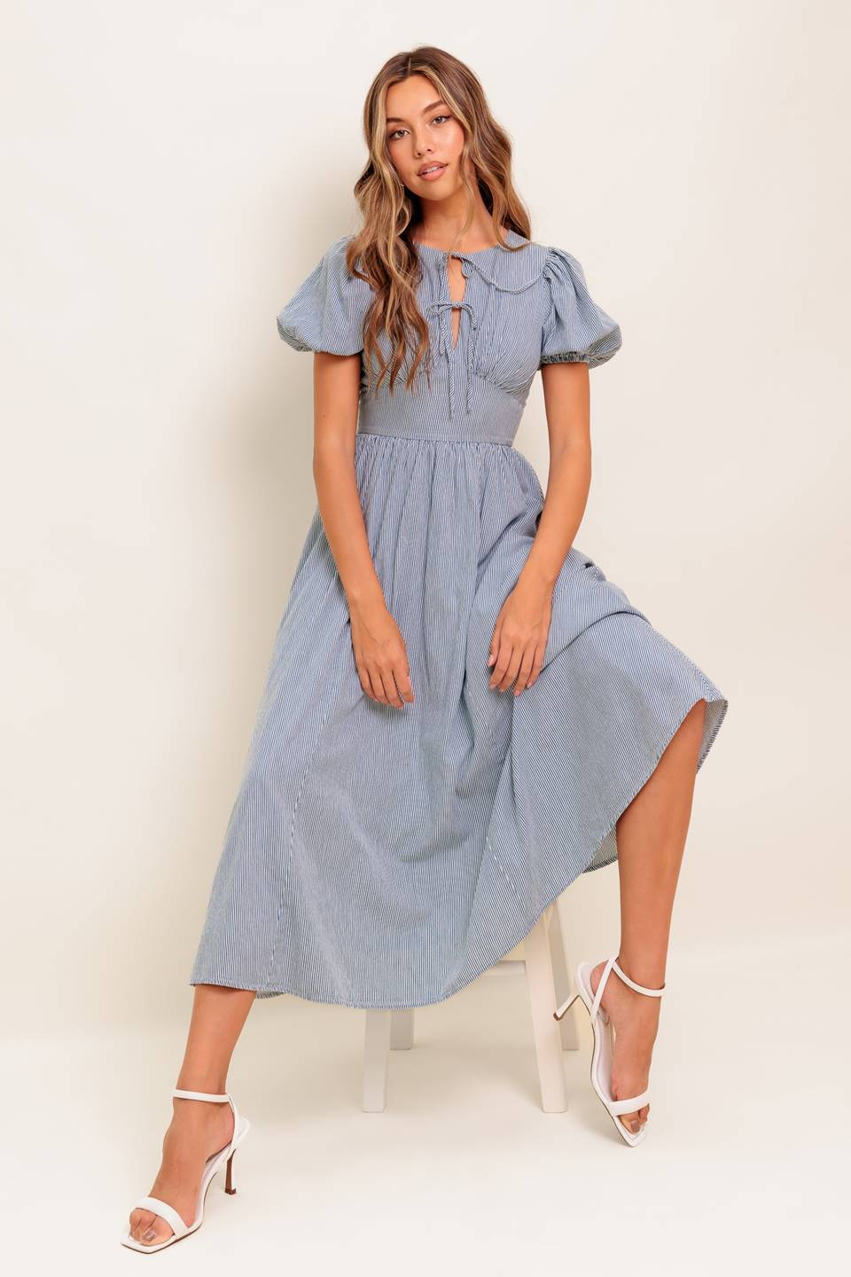 CHERIE MIDI DRESS - BLUE - Image 9