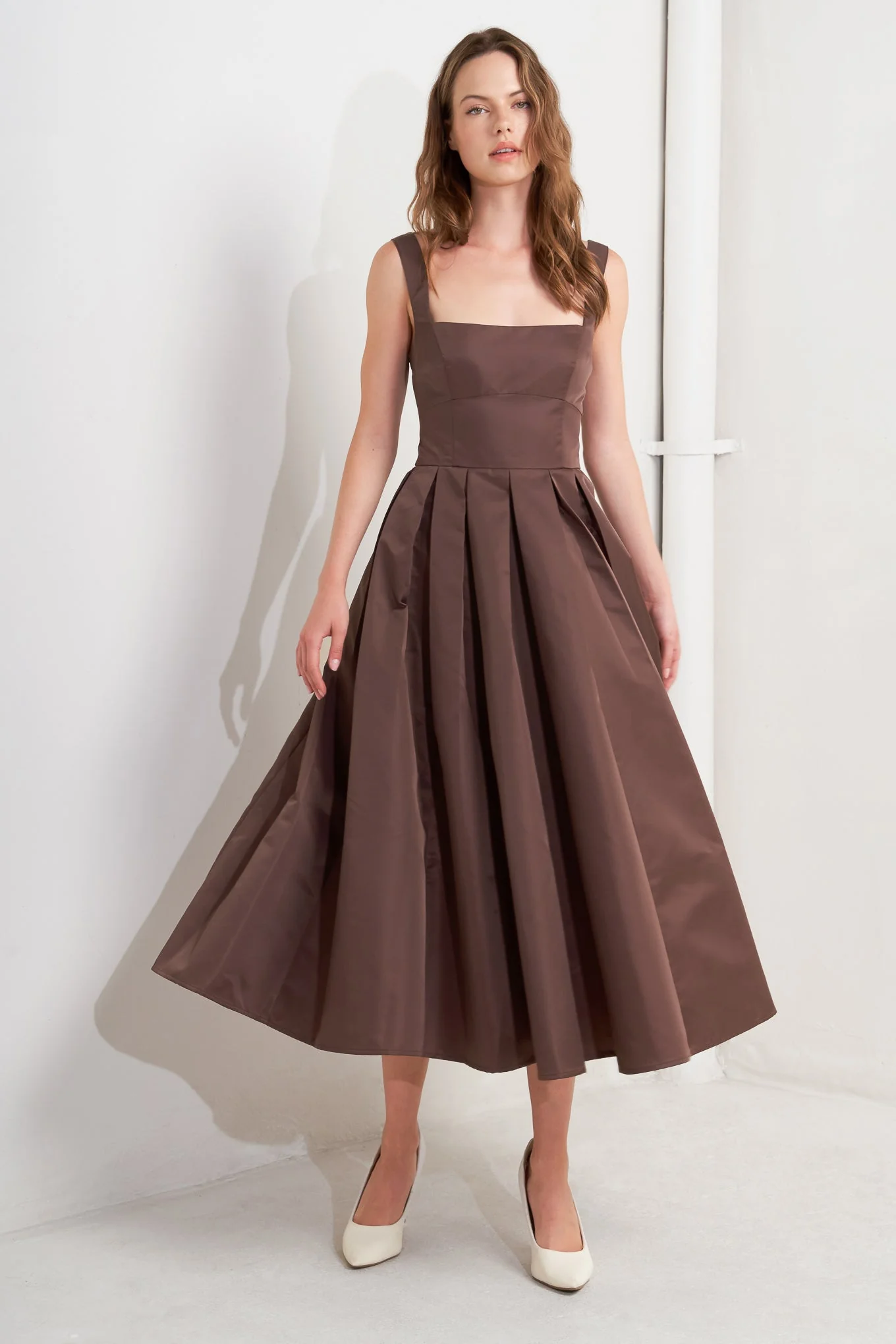 CHOCOLATE SYMPHONY COCOA BROWN MIDI DRESS - Image 2