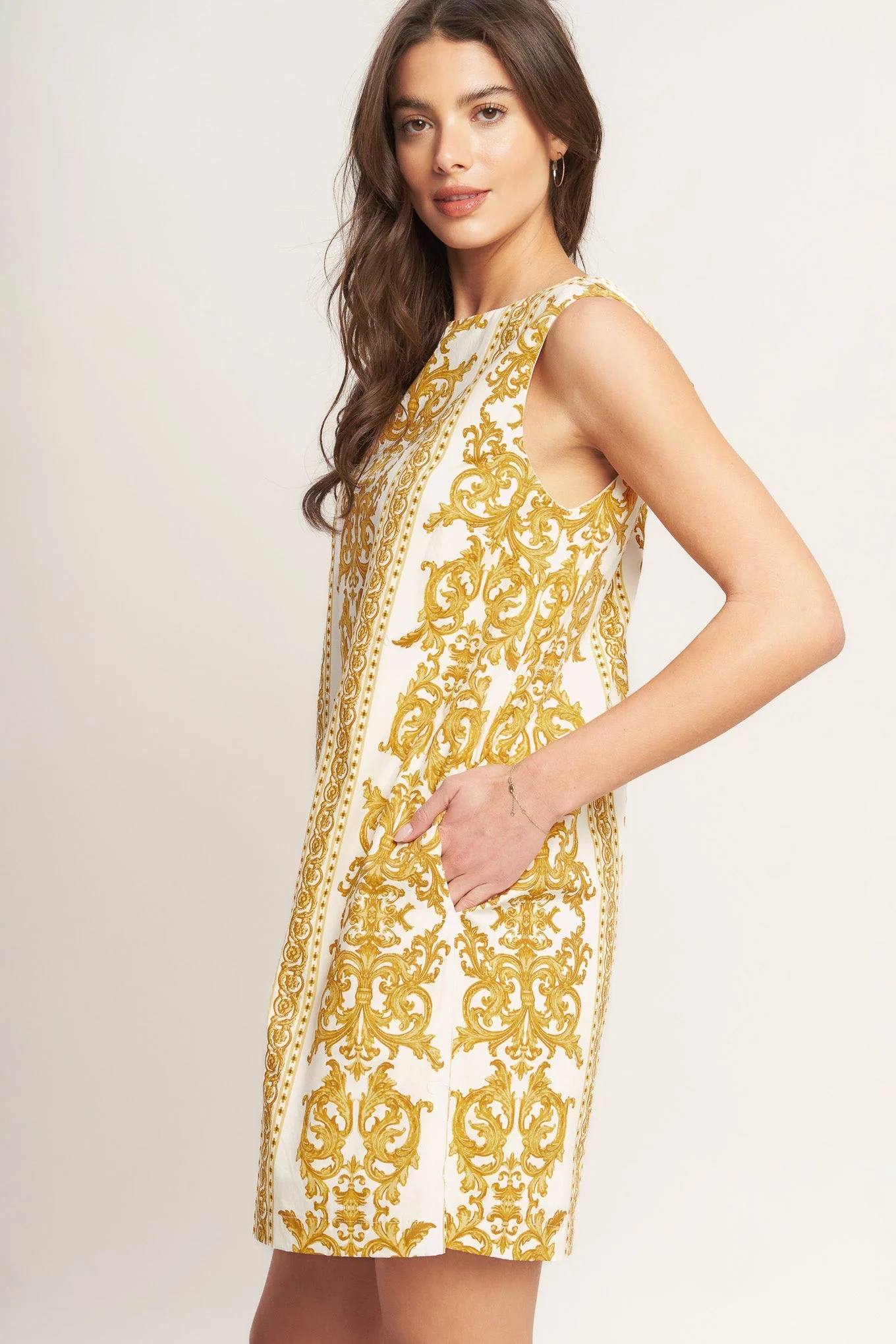 CITY GIRL WITH EDGE YELLOW MINI SHIFT DRESS - Image 3