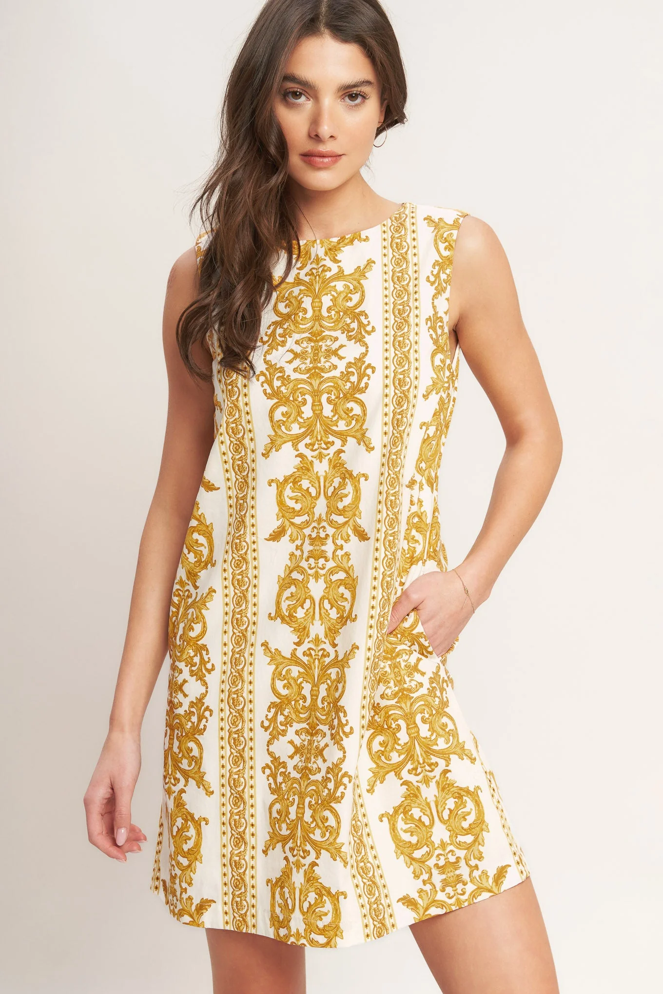 CITY GIRL WITH EDGE YELLOW MINI SHIFT DRESS - Image 4