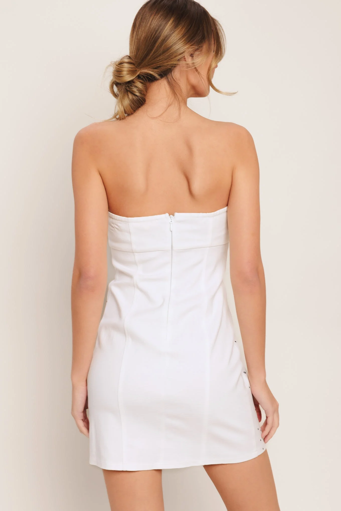 CITY TO COAST WHITE DENIM MINI DRESS - Image 4