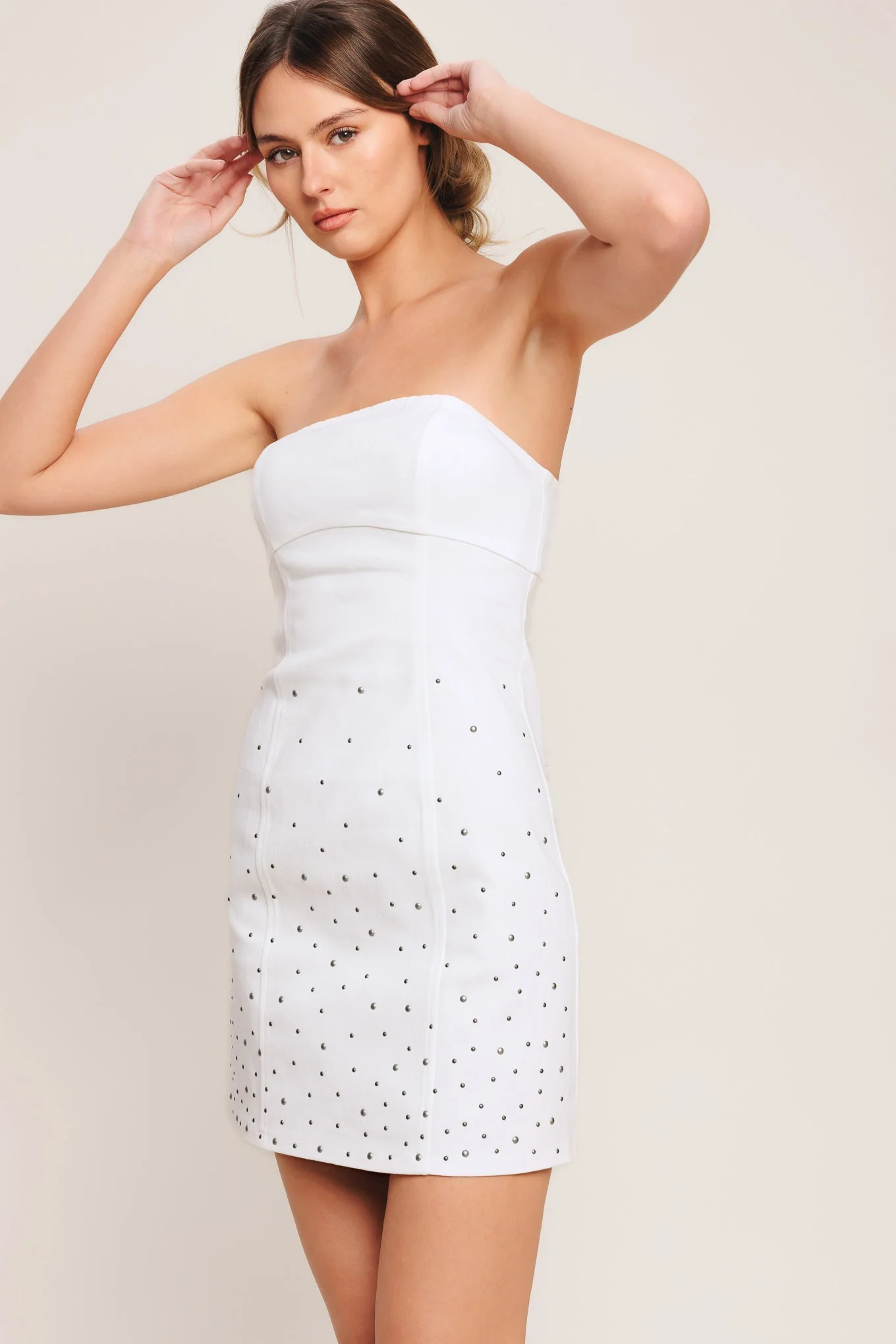 CITY TO COAST WHITE DENIM MINI DRESS - Image 5