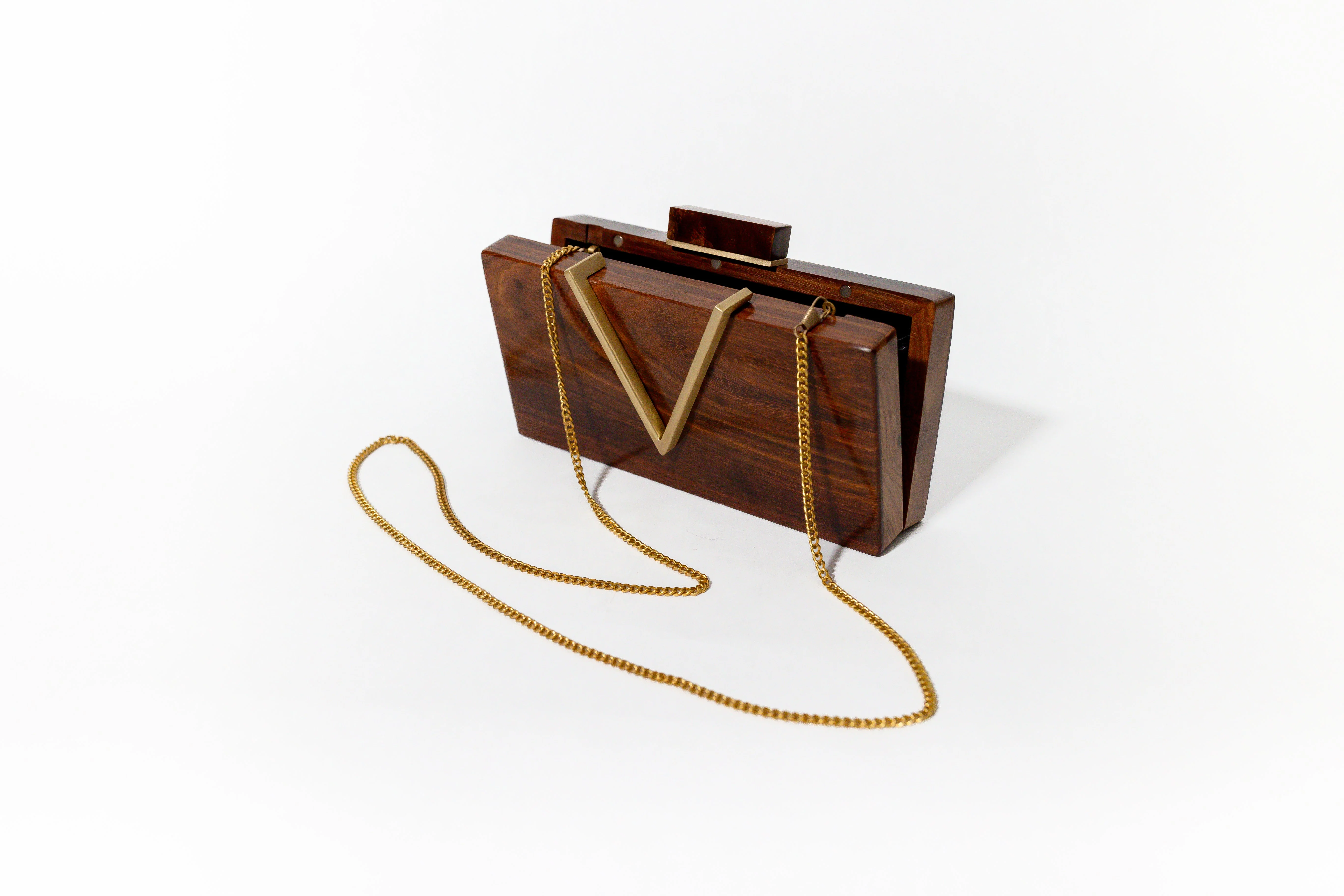 Classic V Wooden Clutch - Image 9