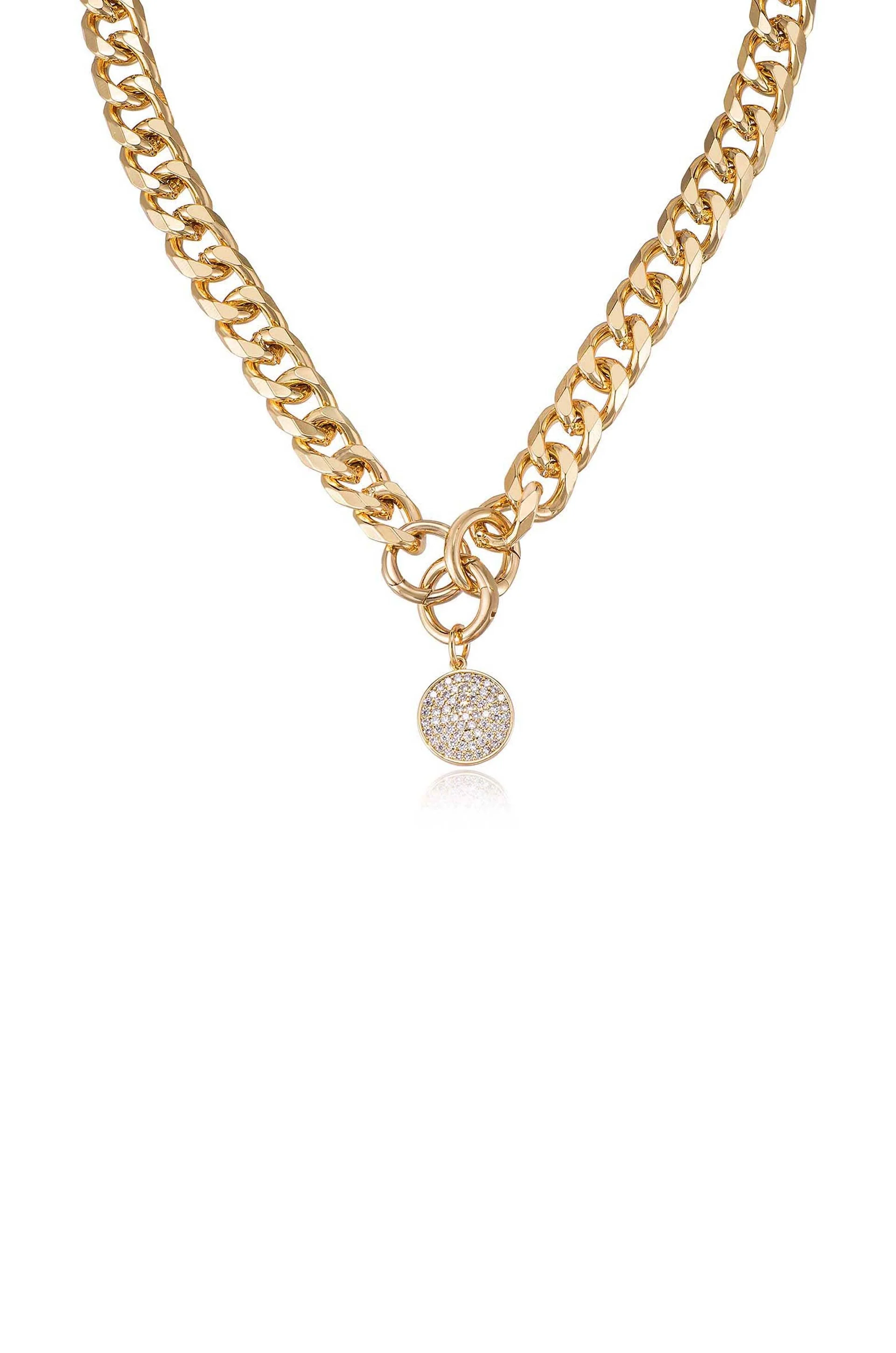Crystal Disc Charm and Chain Necklace - Image 2