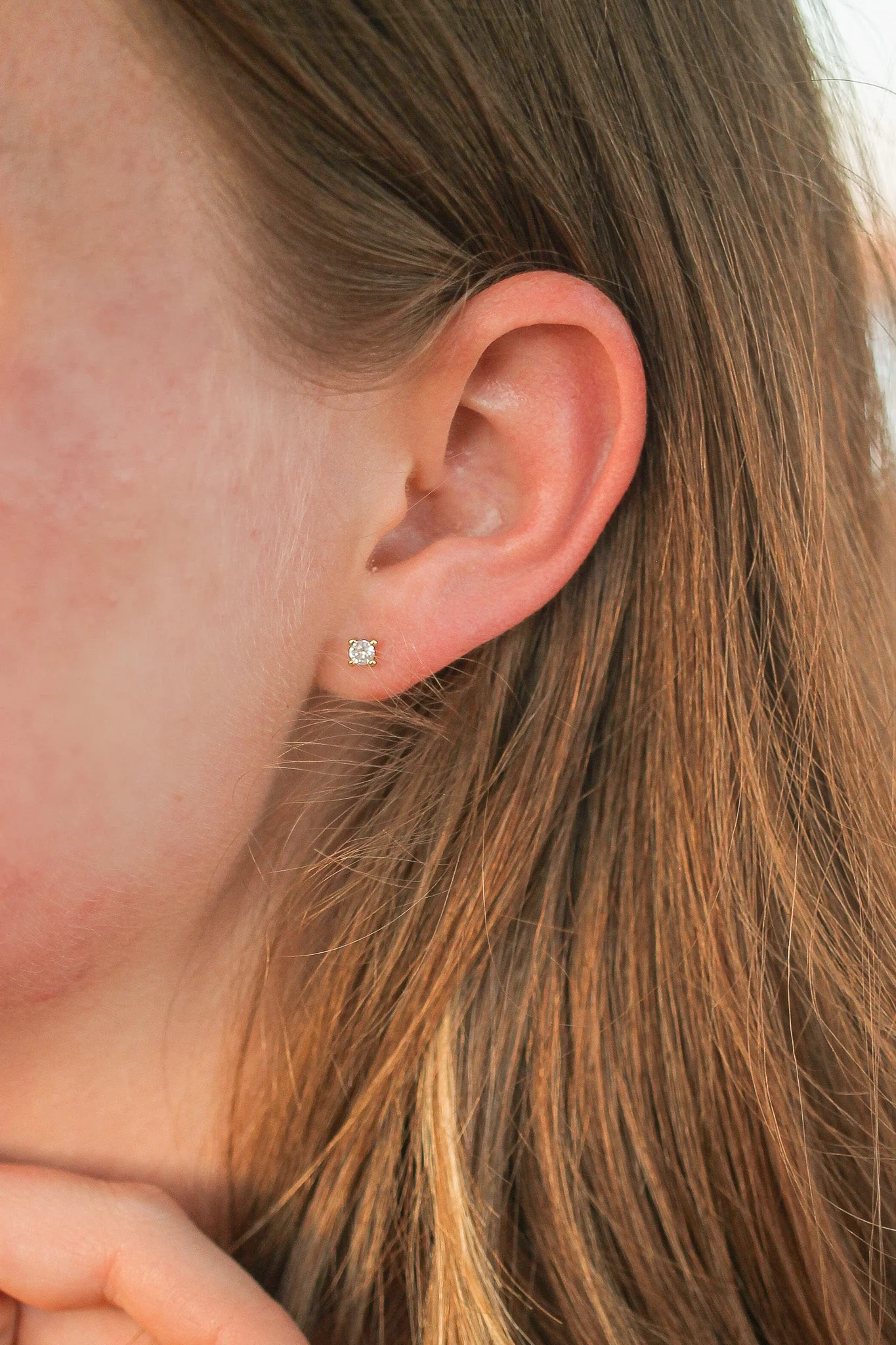 CZ Crystal Stud in Gold - Image 4
