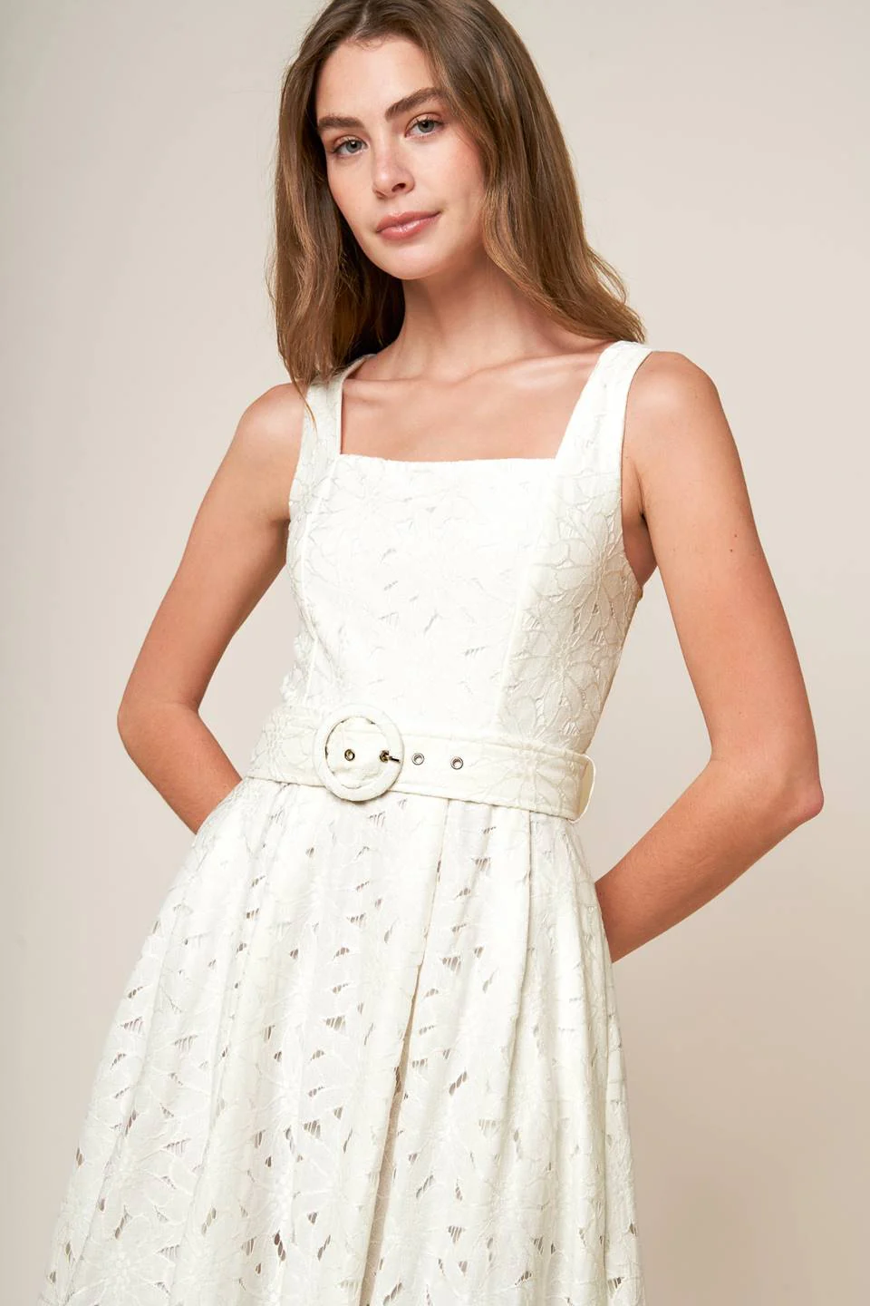 DAFFODILS & DAYDREAMS WOVEN LACE MIDI DRESS - Image 7