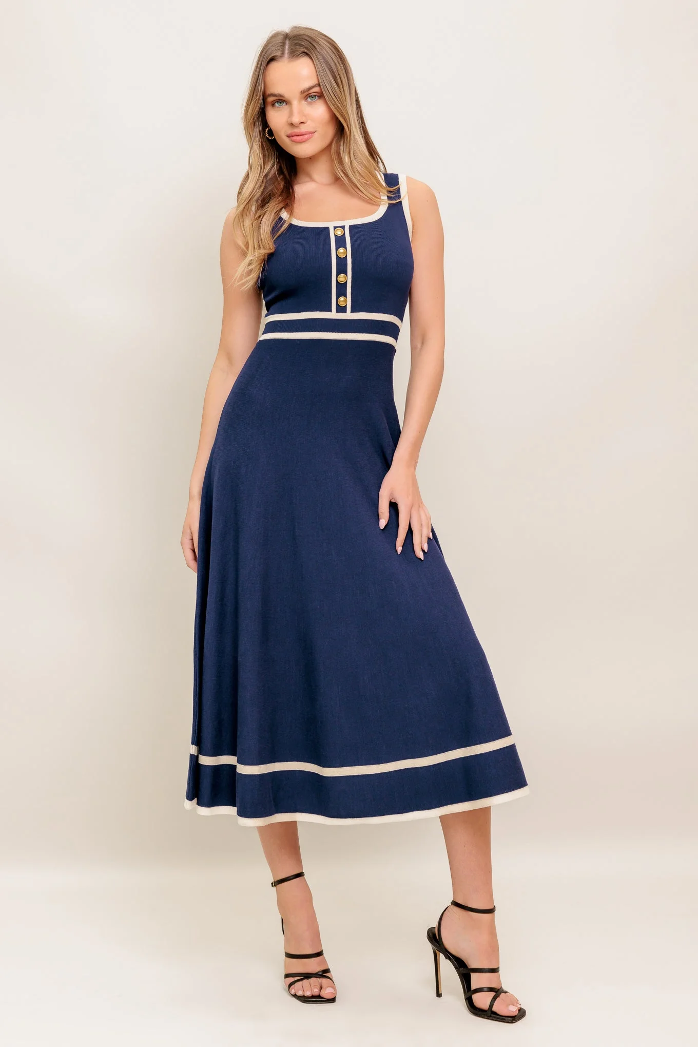 DAYDREAMING KNIT MIDI DRESS - NAVY - Image 2