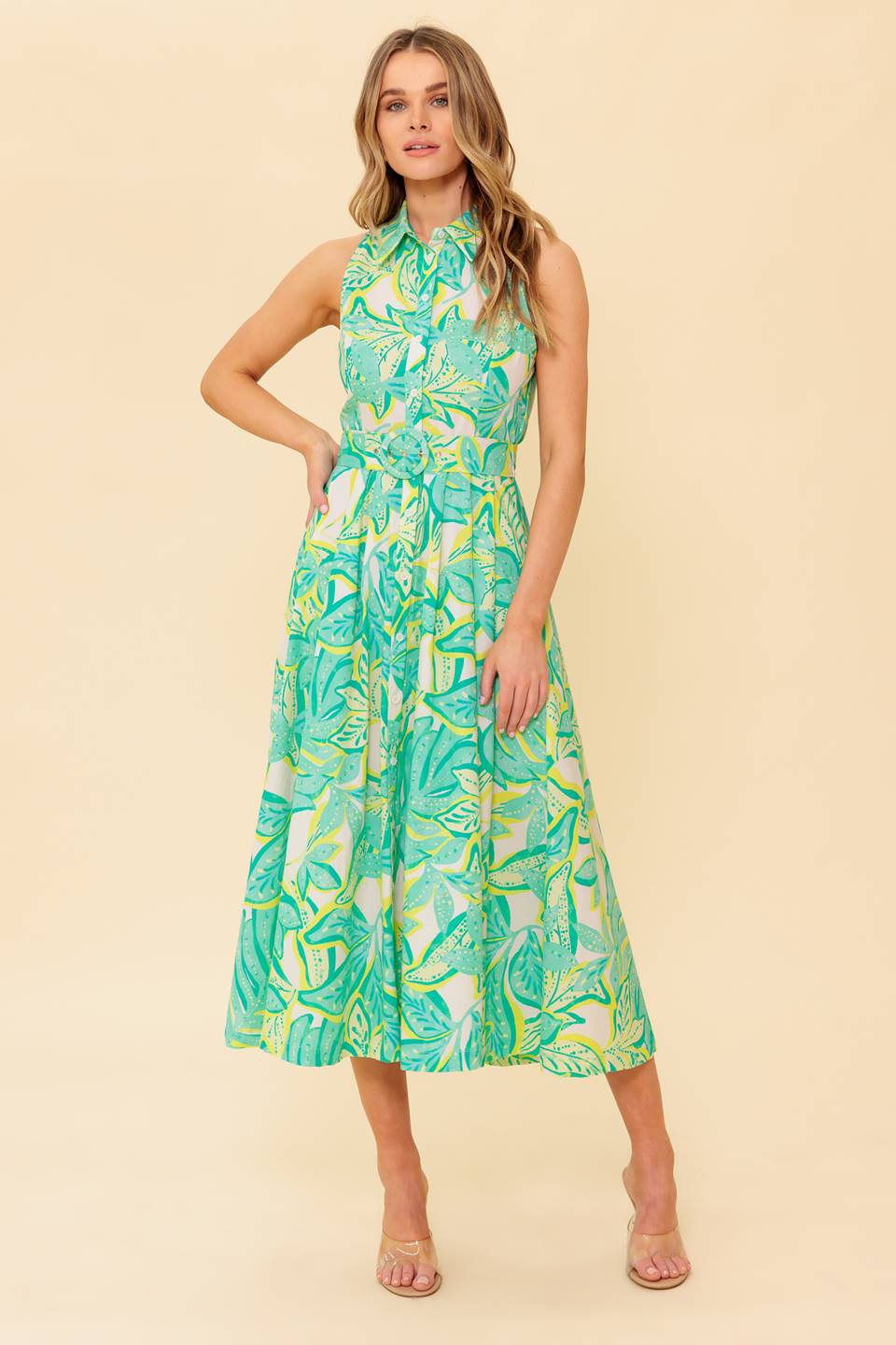 DAYS WITH YOU MIDI SHIRT DRESS - GREEN