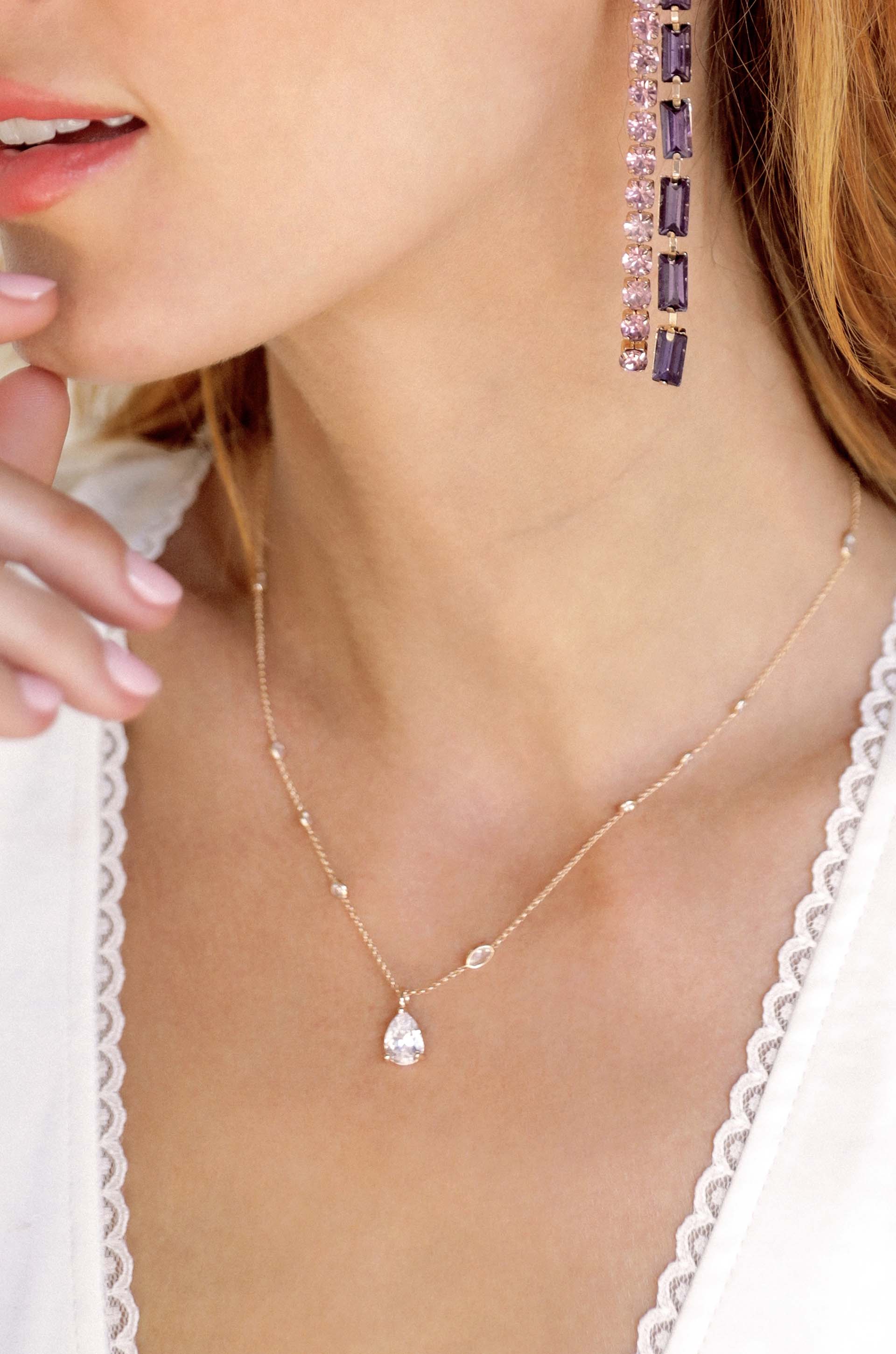 Delicate Crystal Pendant Necklace - Image 6