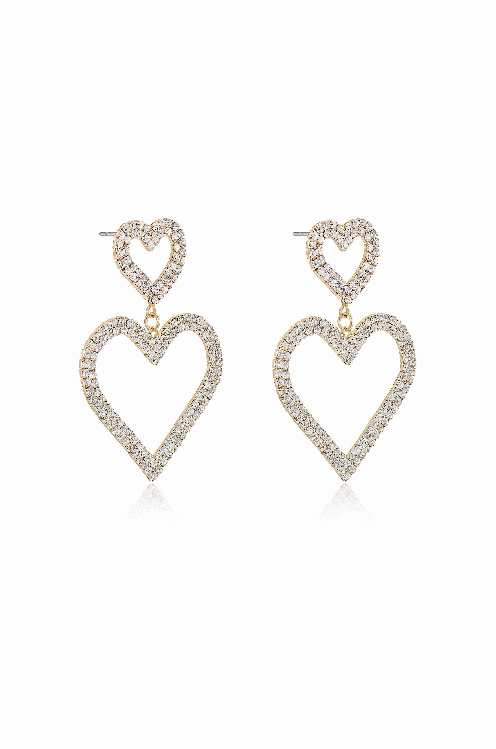 Double Trouble Heart Crystal Earrings - Image 5