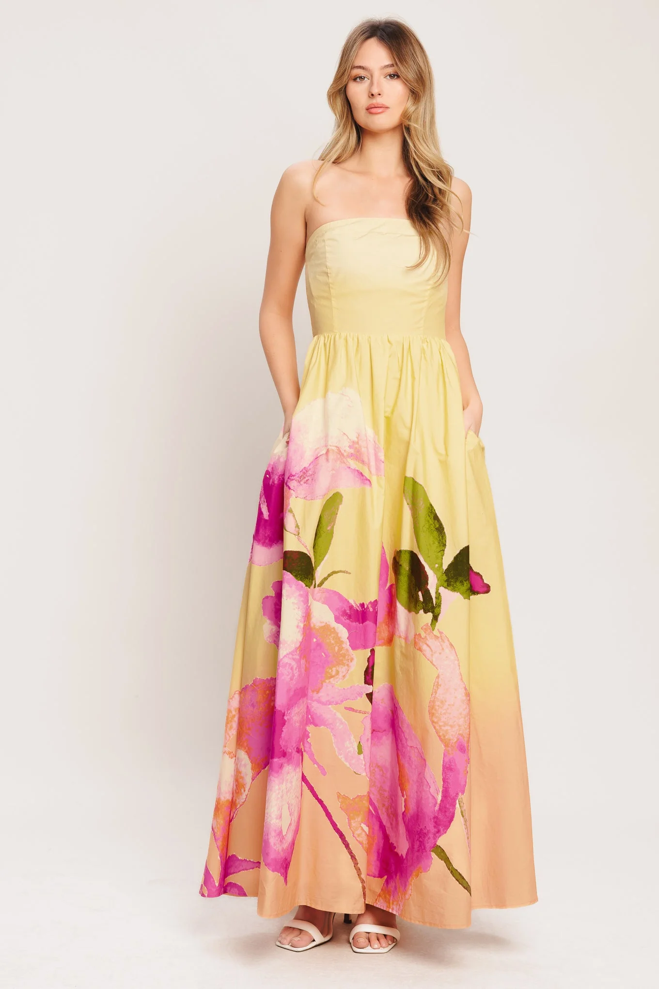DREAMY OMBRE LIGHT YELLOW MAXI DRESS - Image 2