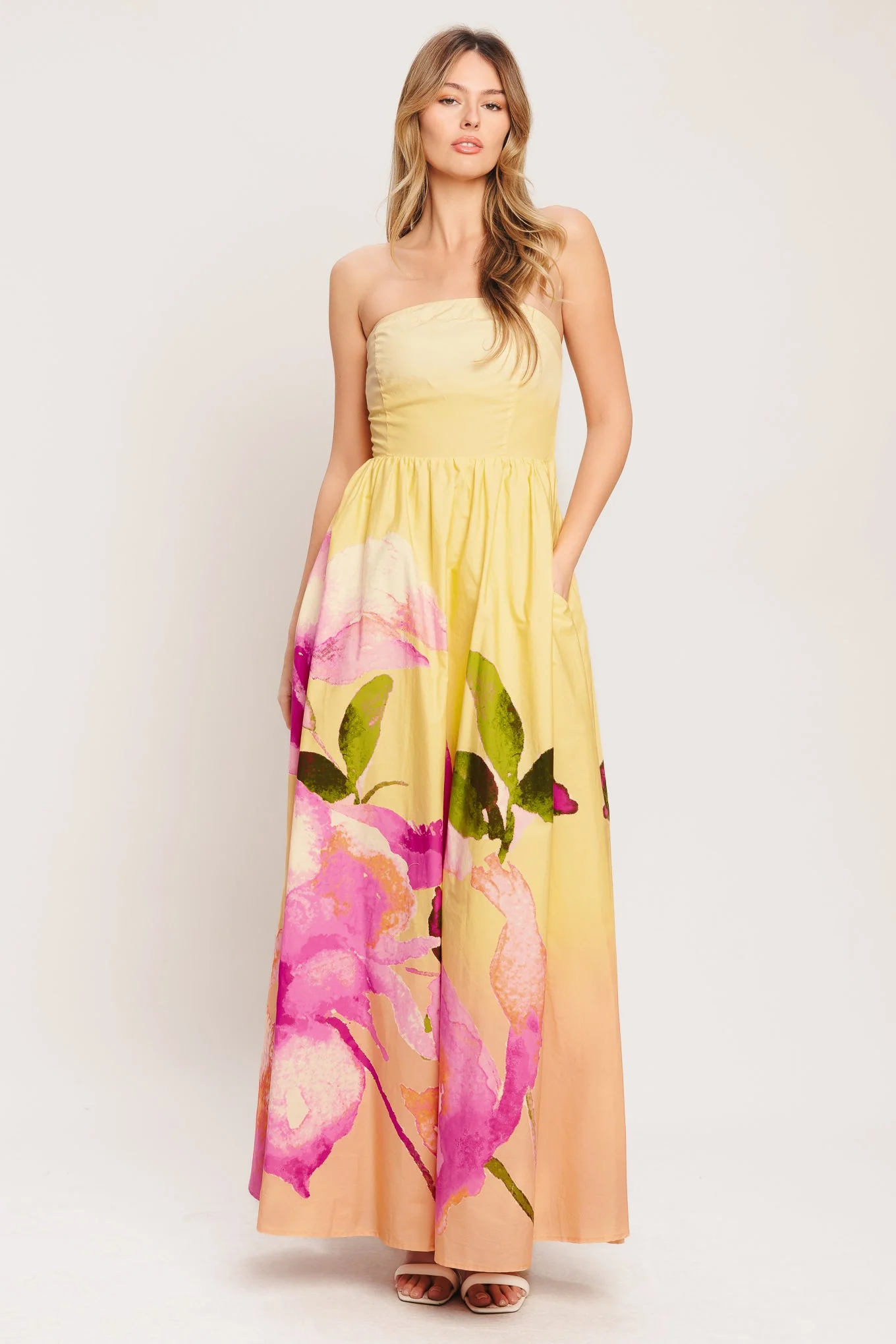 DREAMY OMBRE LIGHT YELLOW MAXI DRESS - Image 4