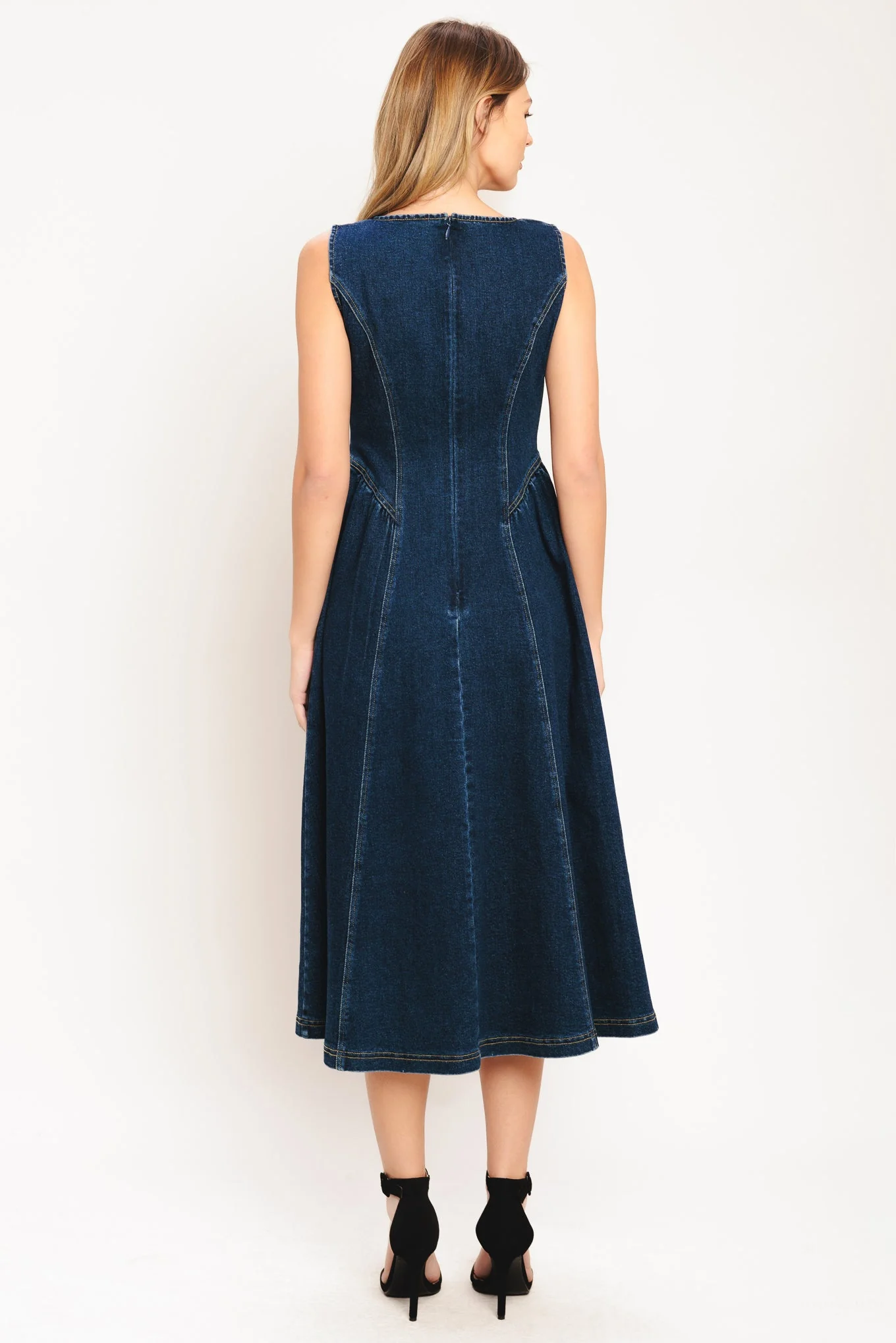 EFFORTLESS POLISH DENIM MIDI DRESS - Image 3