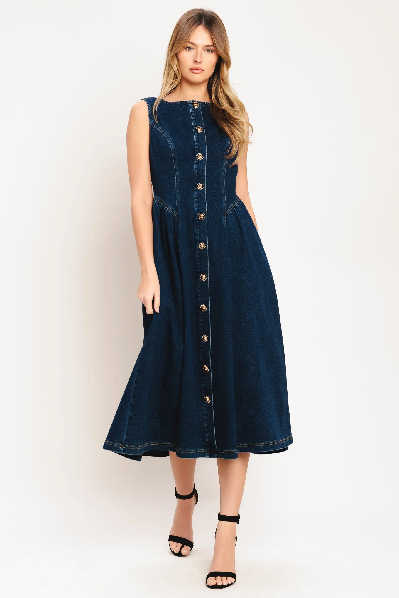 EFFORTLESS POLISH DENIM MIDI DRESS - Image 4