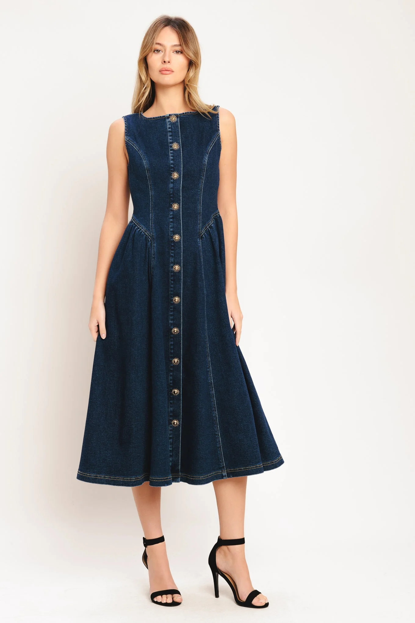 EFFORTLESS POLISH DENIM MIDI DRESS - Image 5